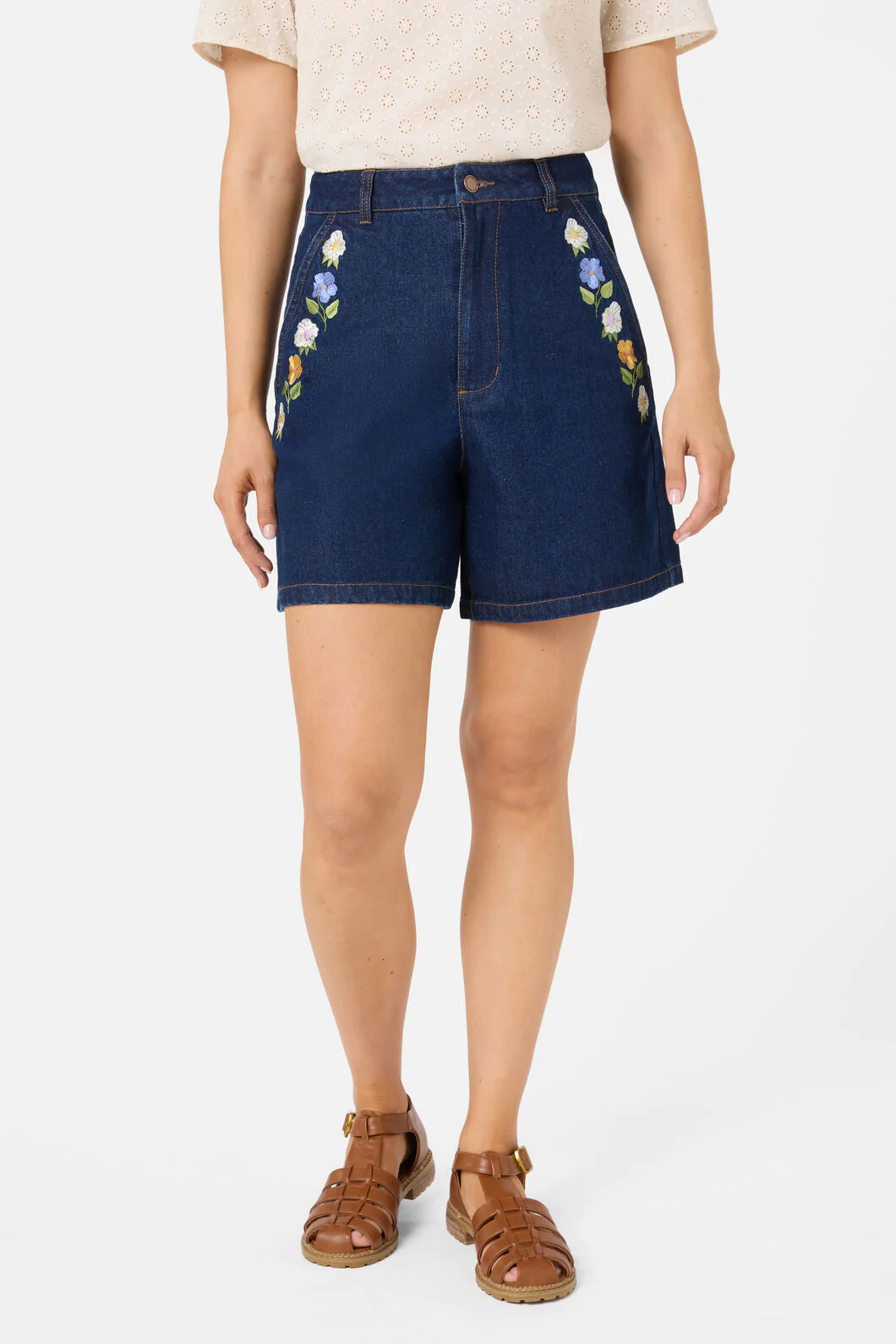 Blooms Embroidered Short