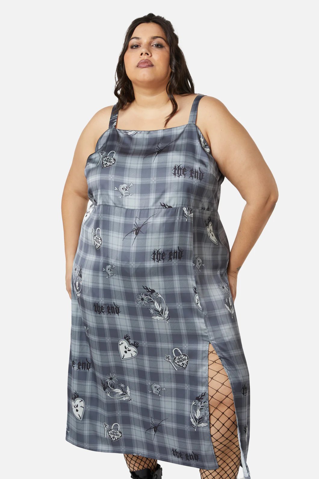 Curve Love Her Printed Satin Split Dress