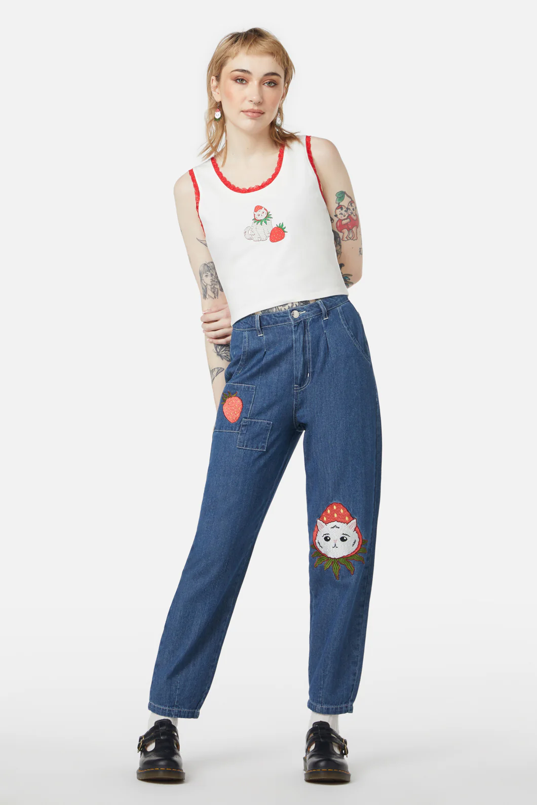 Strawberry Kisses Lace Edge Tank