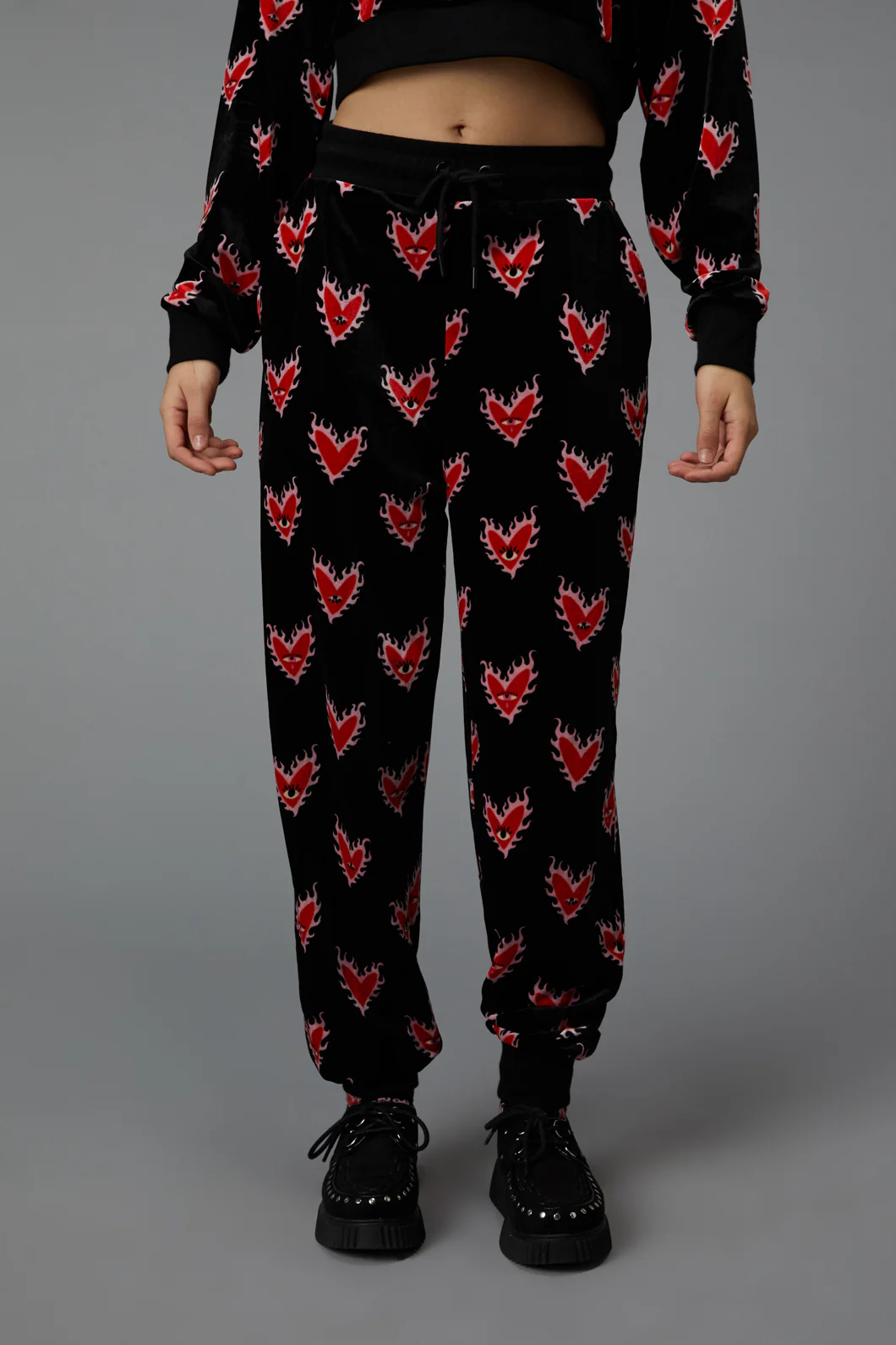Flamin Hearts Velour Trackpant