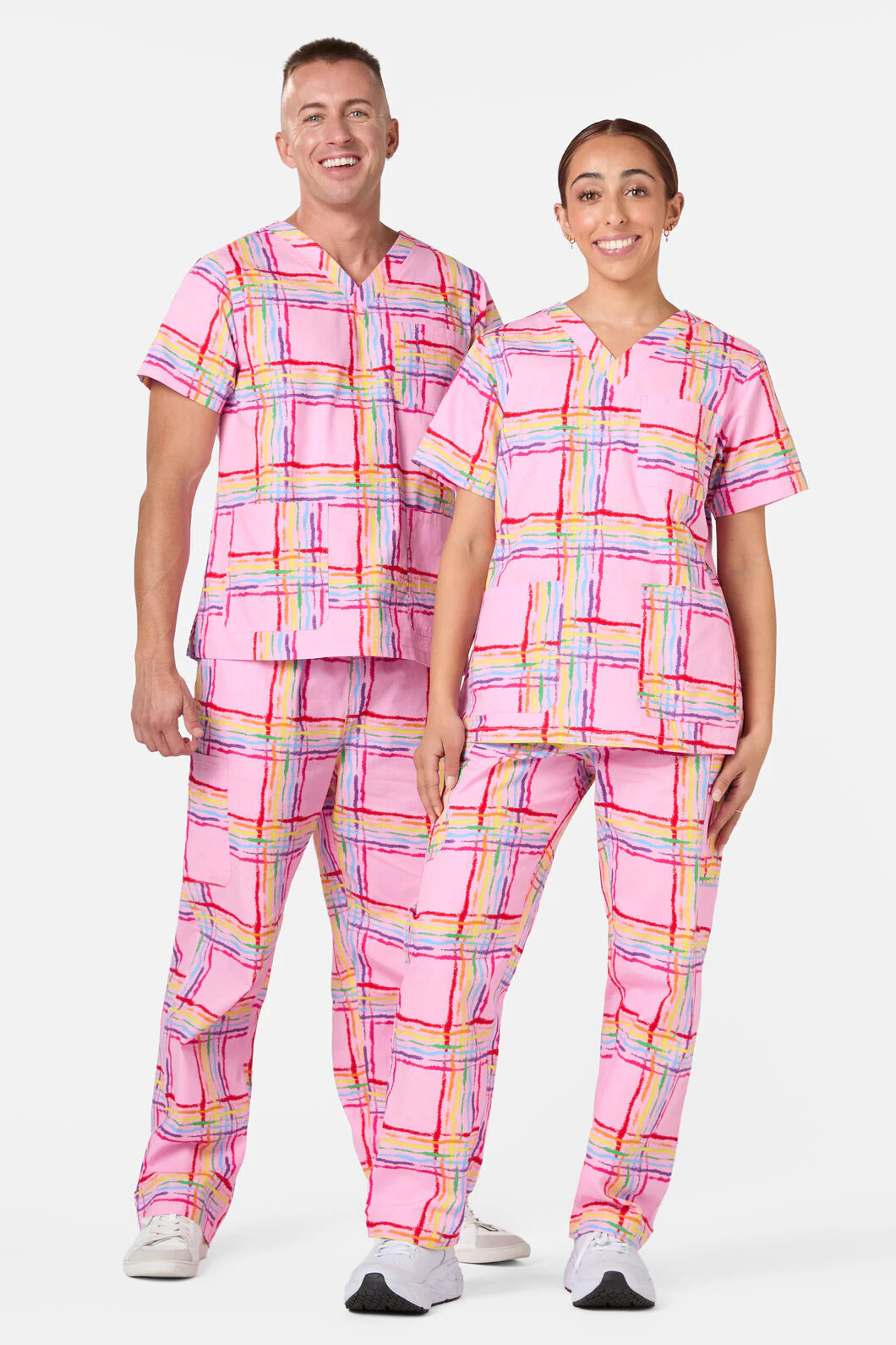 Pink Tartan Scrub Set