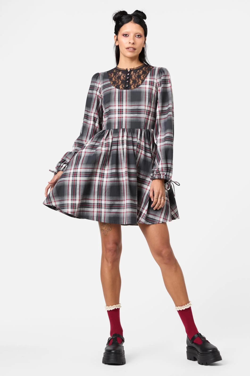 Moggy Tartan Long Sleeve Dress
