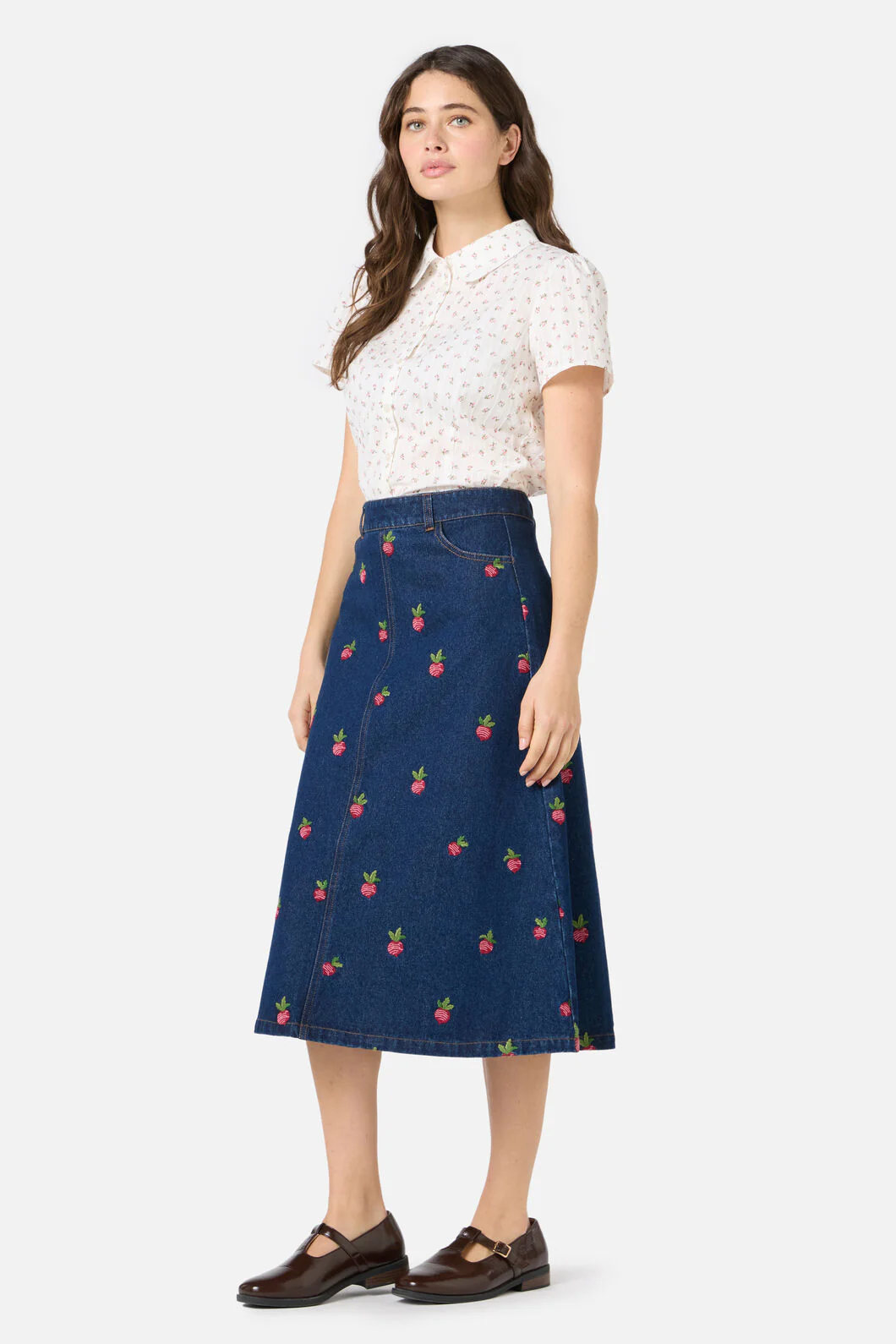 Radish Emb Denim Skirt