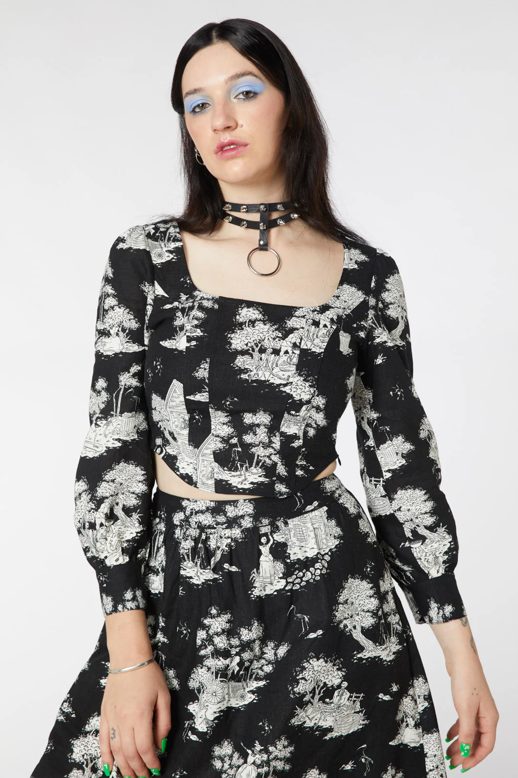 Skelly Toile Puff Sleeve Top