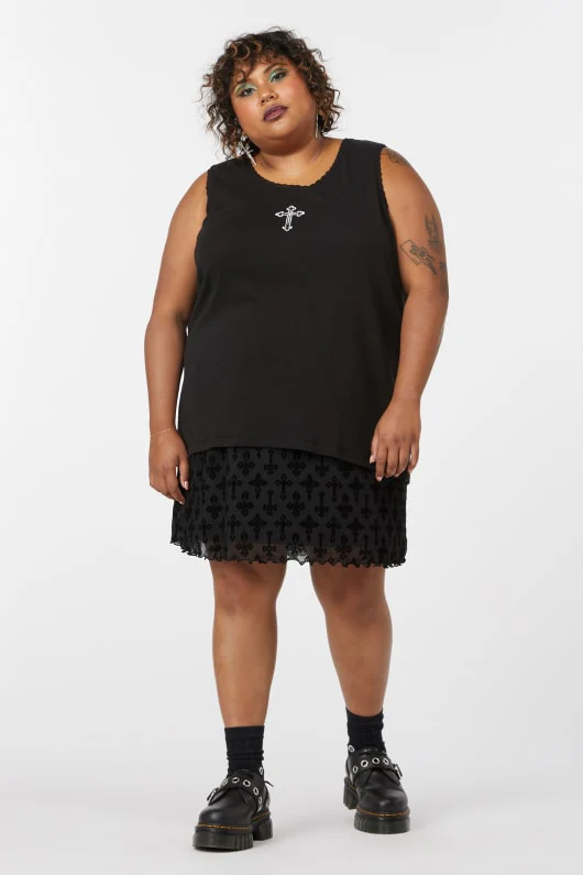 Curve Crucifix Lace Tank