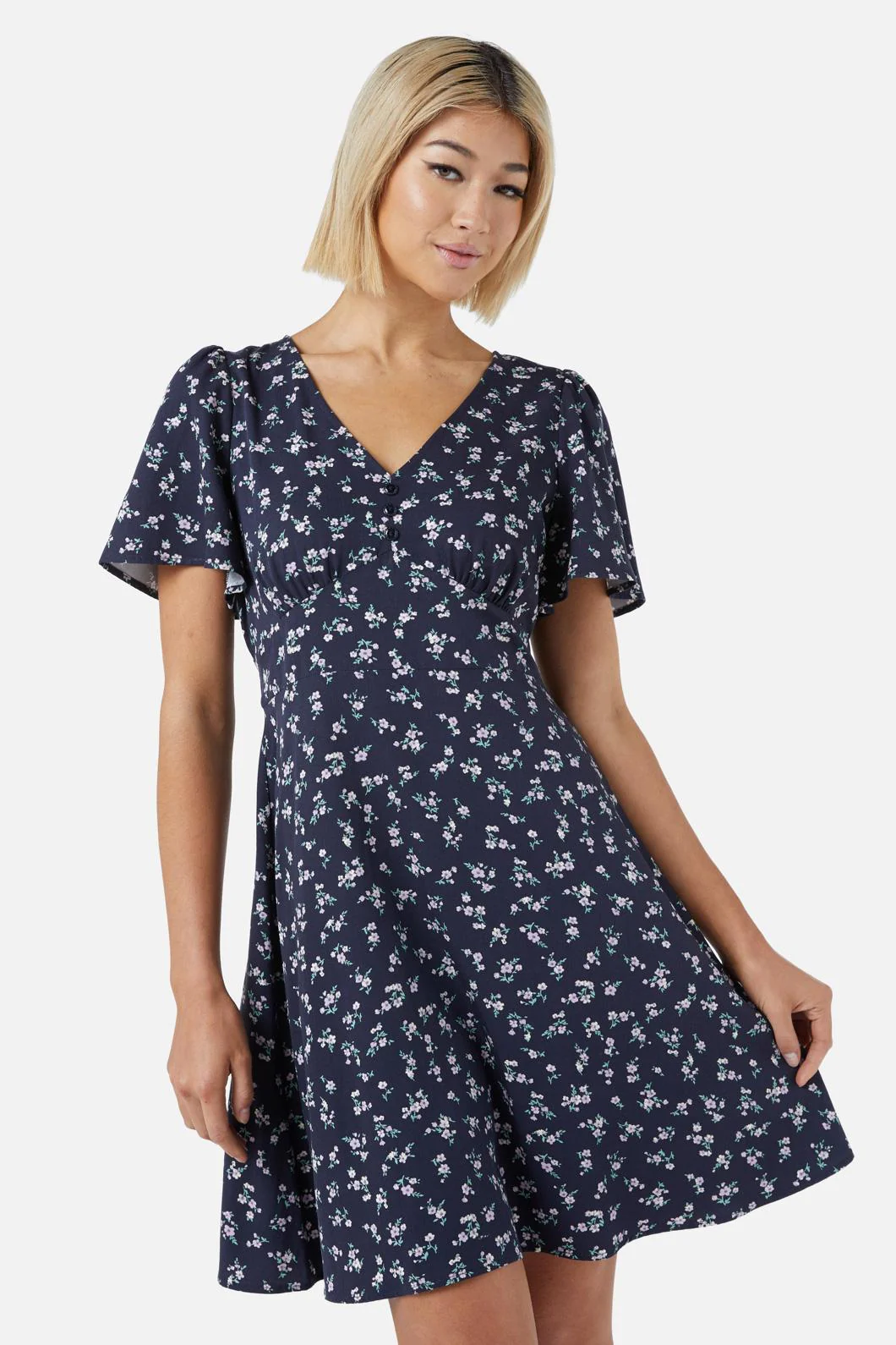 Lila Ditsy Mini Dress
