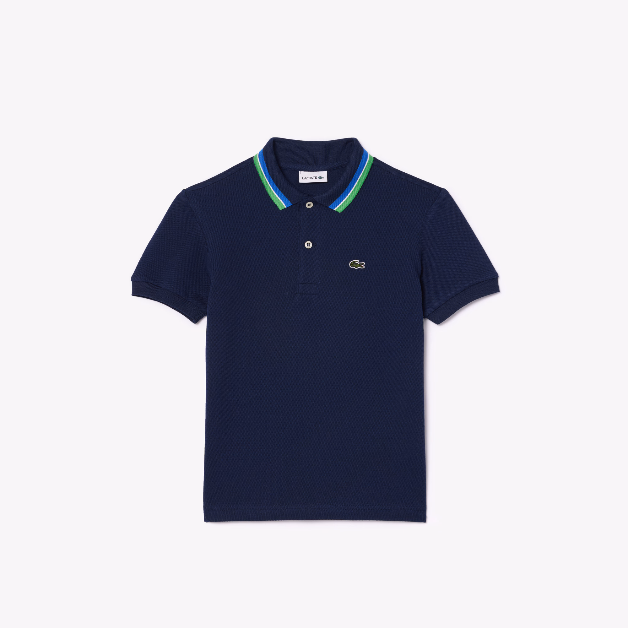 Kids' Stripe Collar Petit Piqué Polo