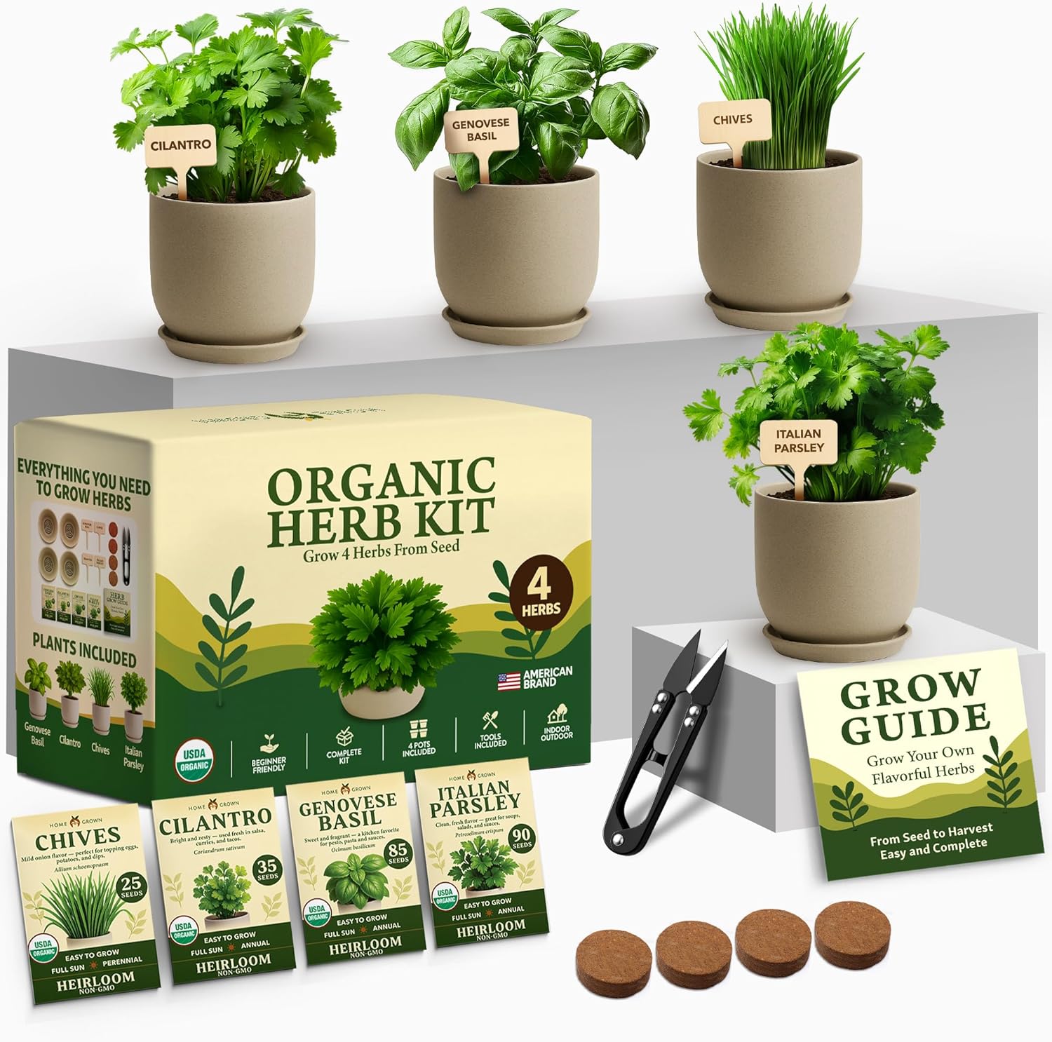 HOME GROWN Bonsai Tree Starter Kit – Unique Christmas Gift for Adults, Men, Women - Grow 4 Bonsais – DIY Crafts Hobby Gardening Kit for Plant Lovers, Mom, Dad - White Elephant Gifts for Adults