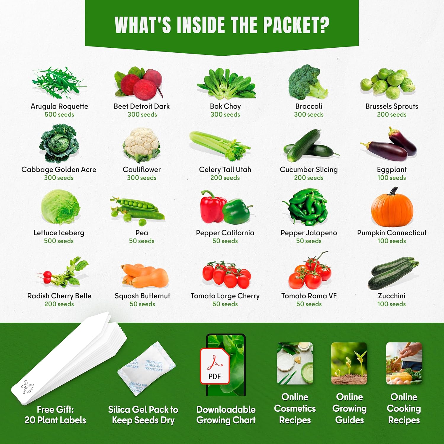 Cold Weather Vegetable Seeds – 20 Cold Tolerant Varieties, 3900+ Non-GMO Heirloom Seeds Indoor Outdoor Garden Starter Kit