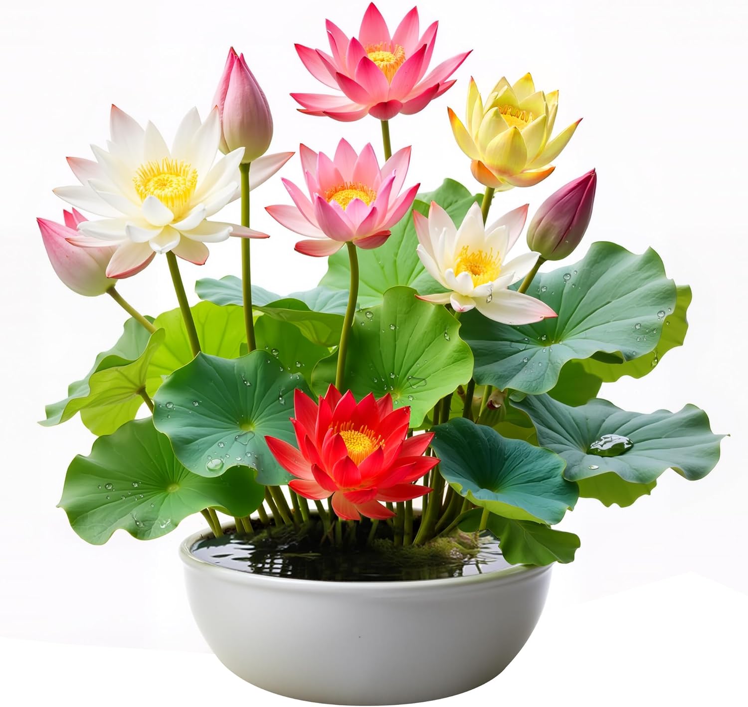 35Pcs Mixed Lotus Seeds for Planting in Water, Colorful Bowl Lotus & Water Lily Flower Seeds for Ponds, Bonsai, Indoor Water Gardens & Lotus Bowl Planter, Grow Easily Low Maintenance