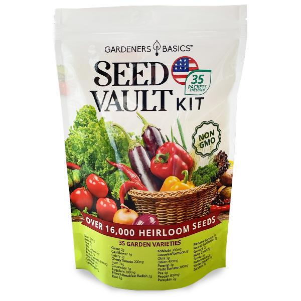Vegetable Seed Vault Kit - 35 Variety Pack for Home Growing & Planting Survival Seeds Heirloom Vegetable Mix Great Gardening Gift for Any Home Garden
