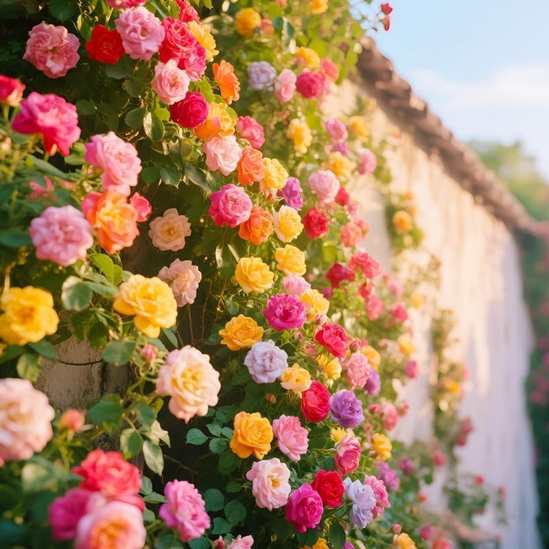 Mixed Climbing Rose Vine Seeds 230pcs– Perennial Rosa Flowering Bush Seed | Long-Blooming Ornamental Climbing Plants for Fence, Trellis, Arches & Outdoor Garden Décor