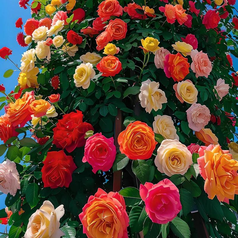 (2 Pack)300pcs--Multicolor Climbing Rose Seeds – Romantic Rose Vines for Garden Arches, Fences & Fairytale Walls