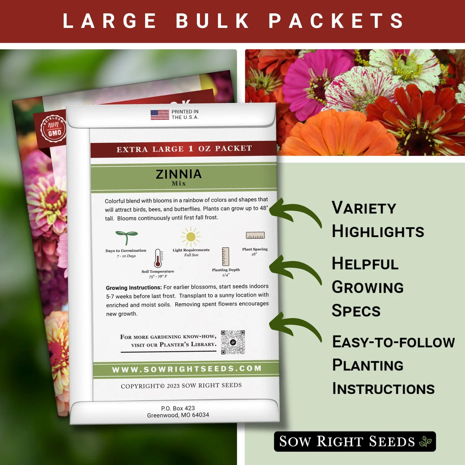 Bulk Zinnia Mix 1 Ounce