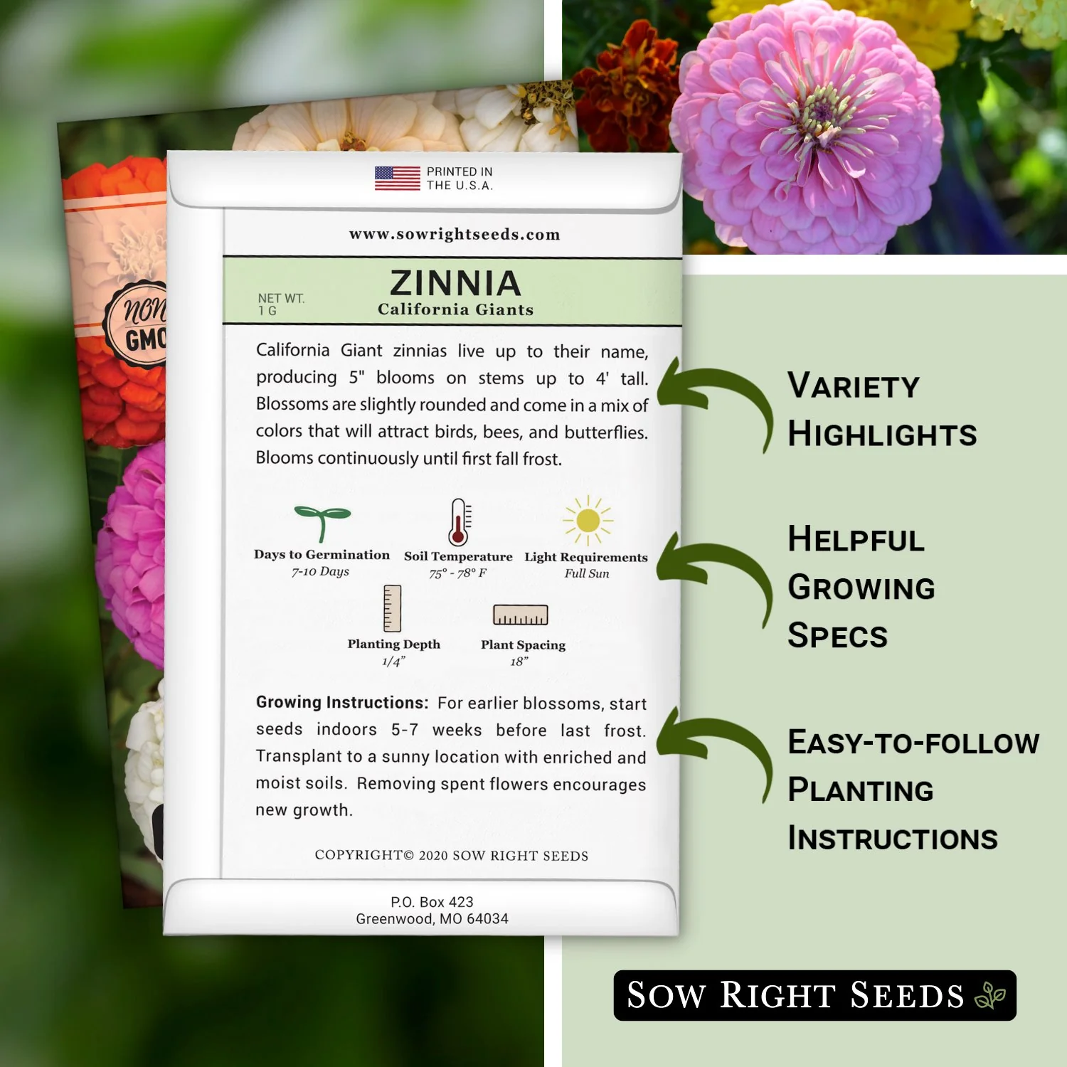 California Giants Zinnia Seeds