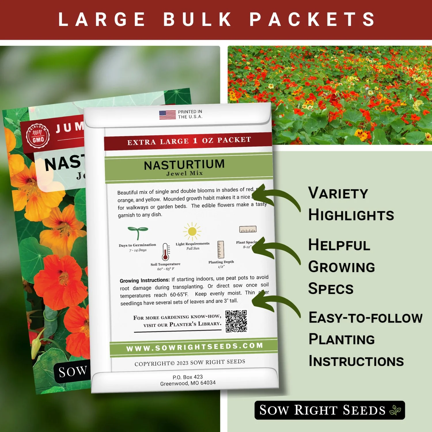 Bulk Nasturtium Jewel Mix 1 Ounce Seeds