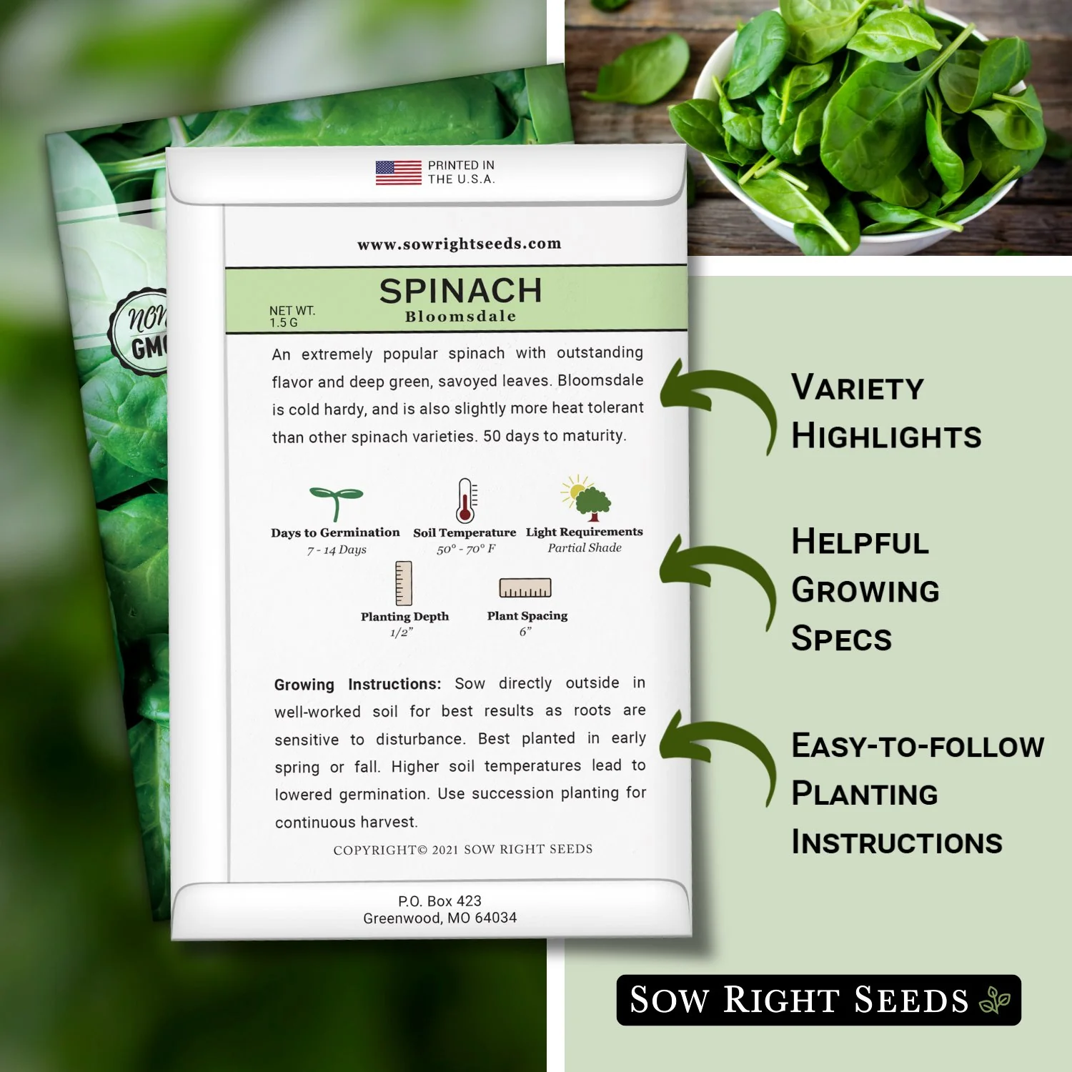 Bloomsdale Spinach Seeds