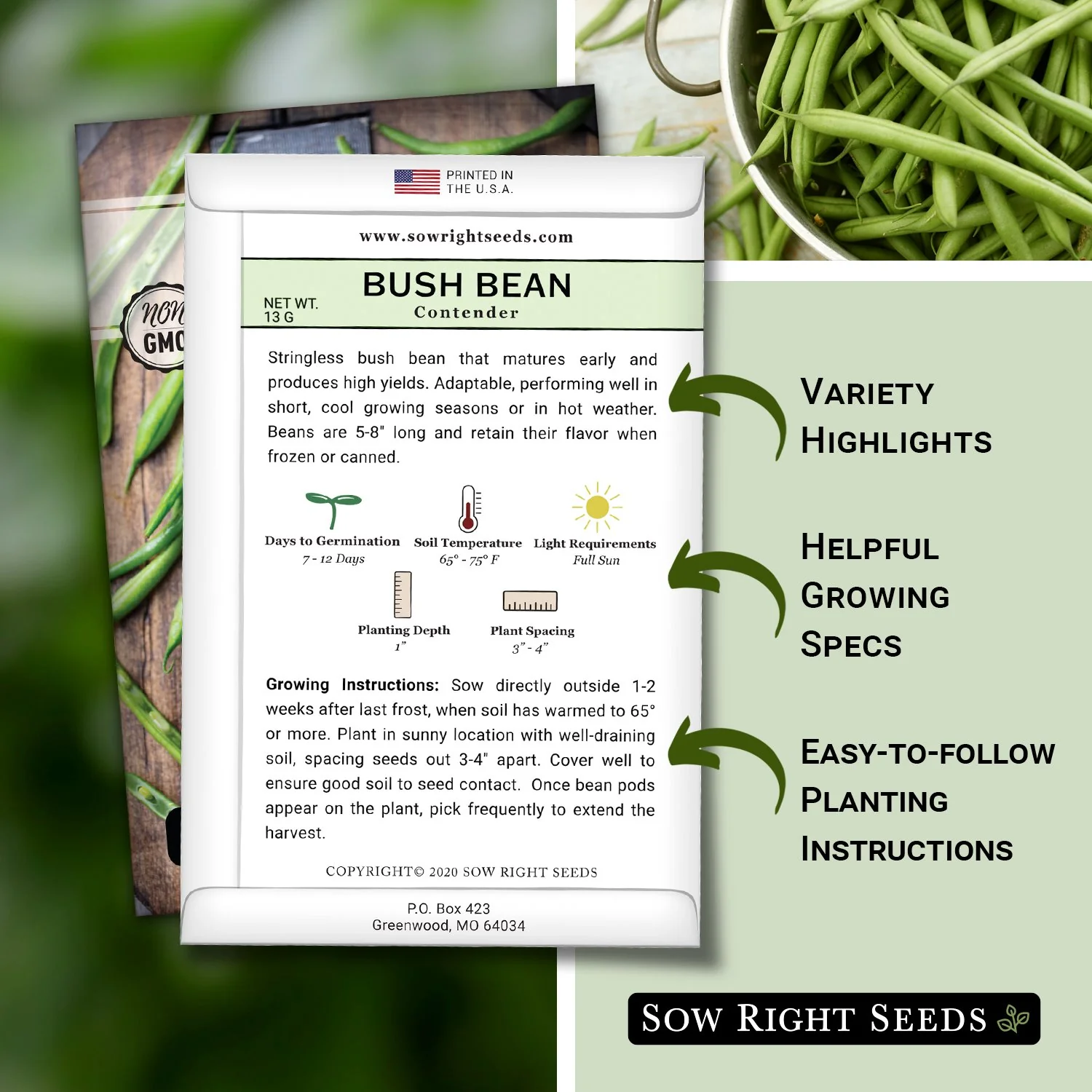 Contender Bush Bean Seeds
