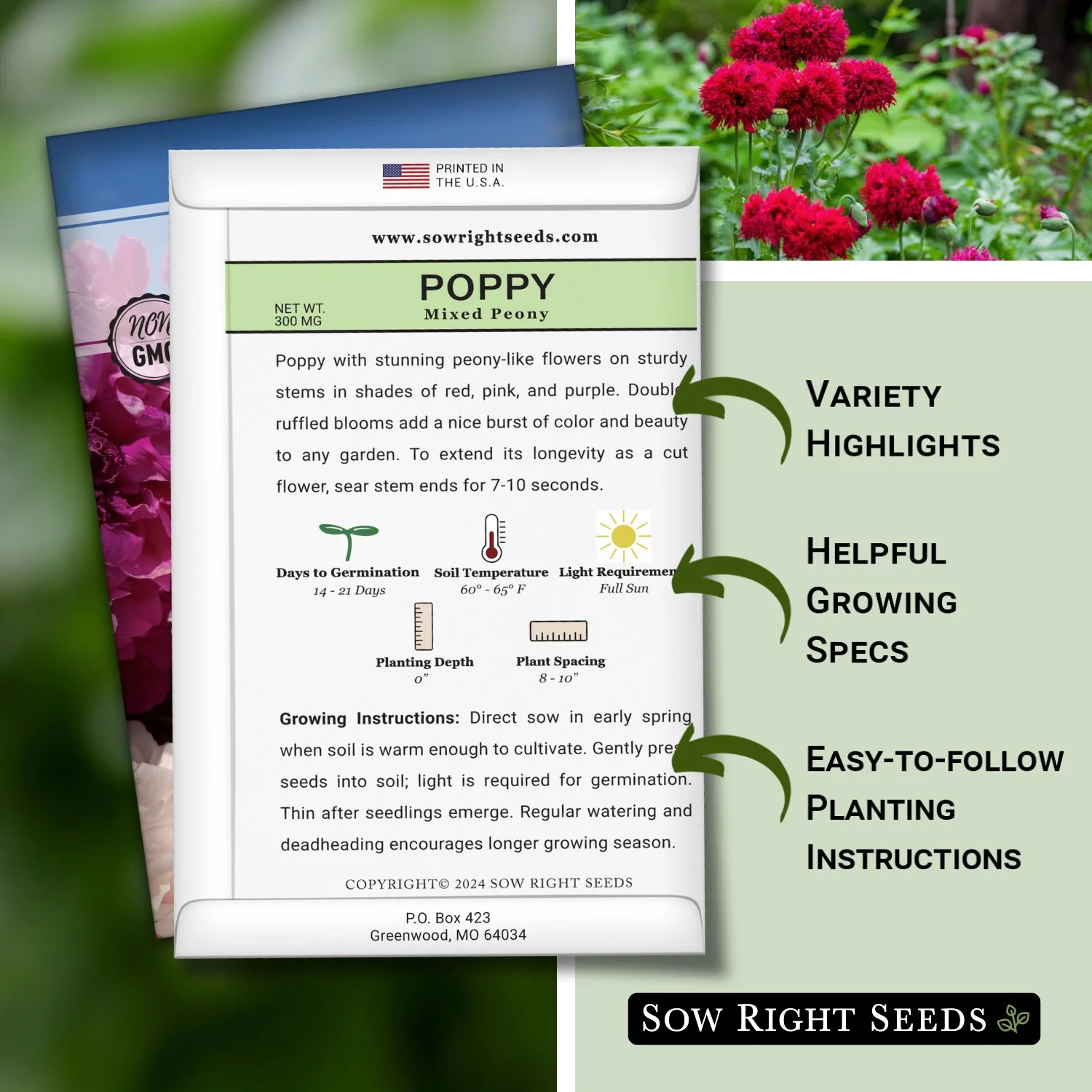 Mixed Peony Poppy Seeds