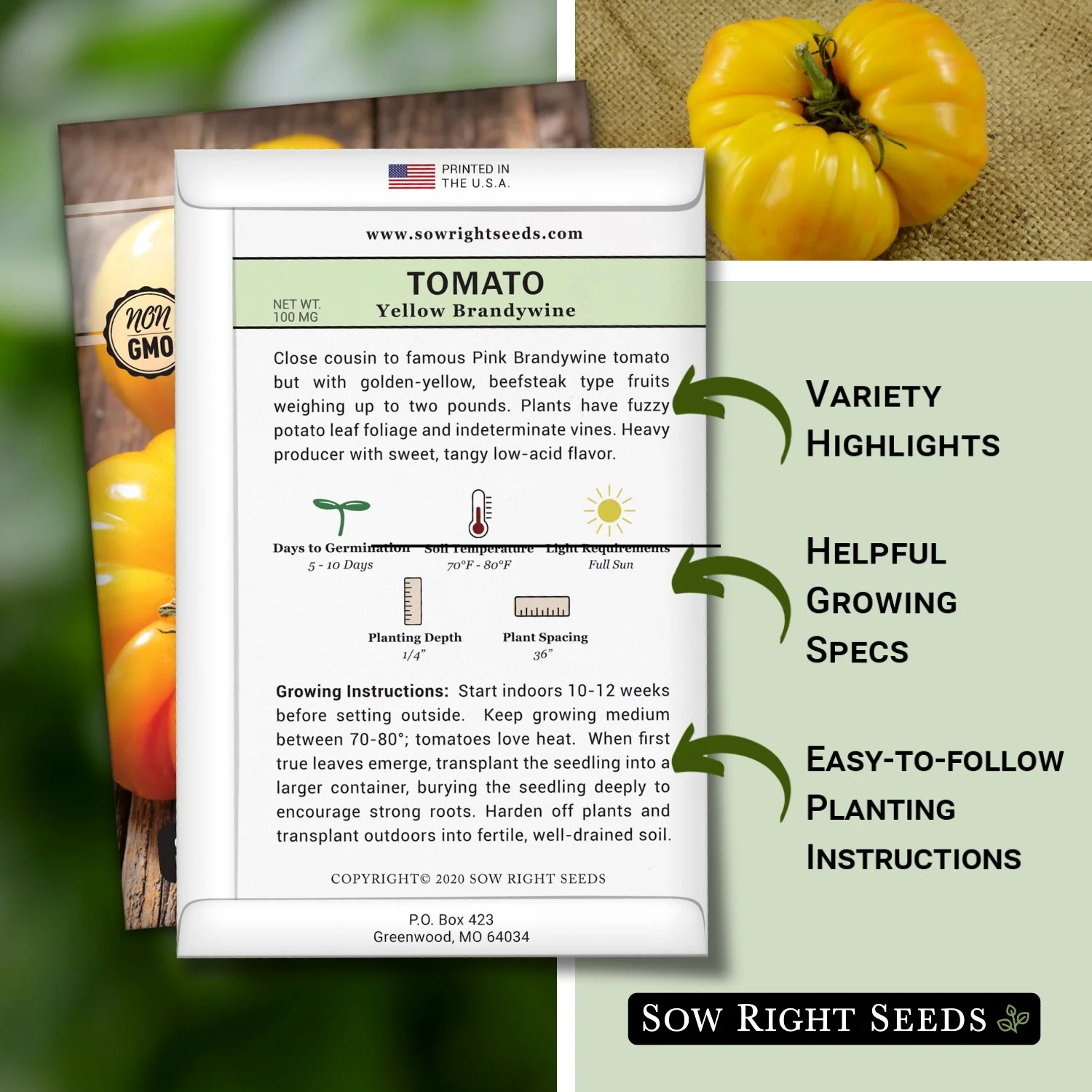 Brandywine Yellow Tomato Seeds