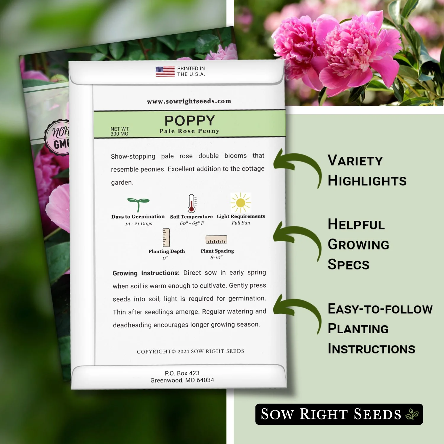 Pale Rose Peony Poppy Seeds