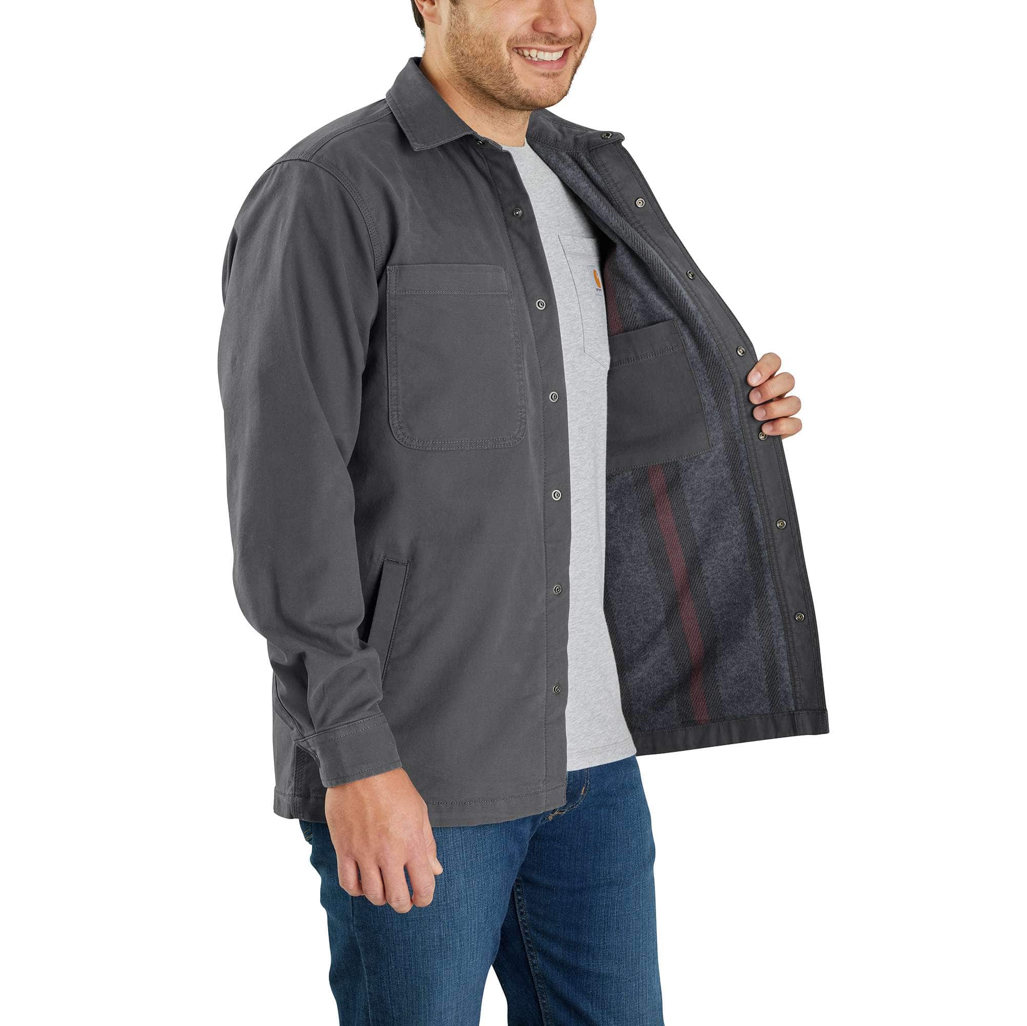 Rugged Flex® Relaxed Fit Canvas Fleece-Lined Snap-Front Shirt Jac