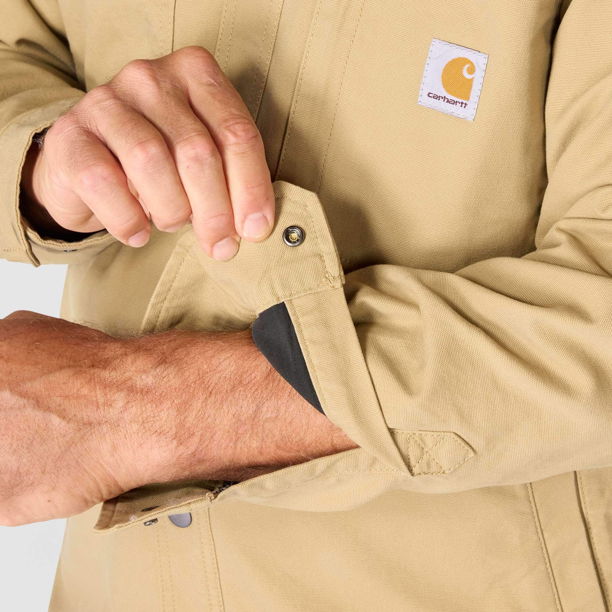 Rugged Flex® Relaxed Fit Canvas Fleece-Lined Snap-Front Shirt Jac