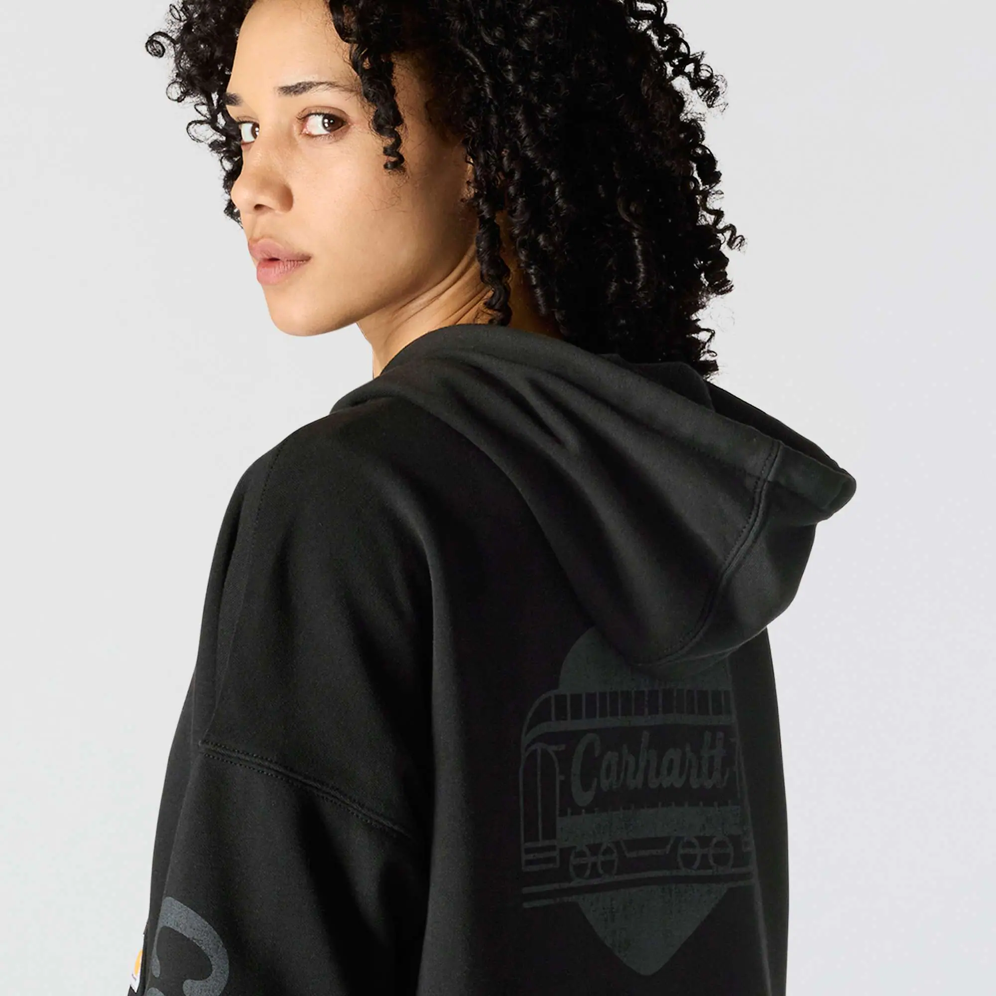 Women's Oversized-Fit Midweight Hooded Heart Graphic Sweatshirt