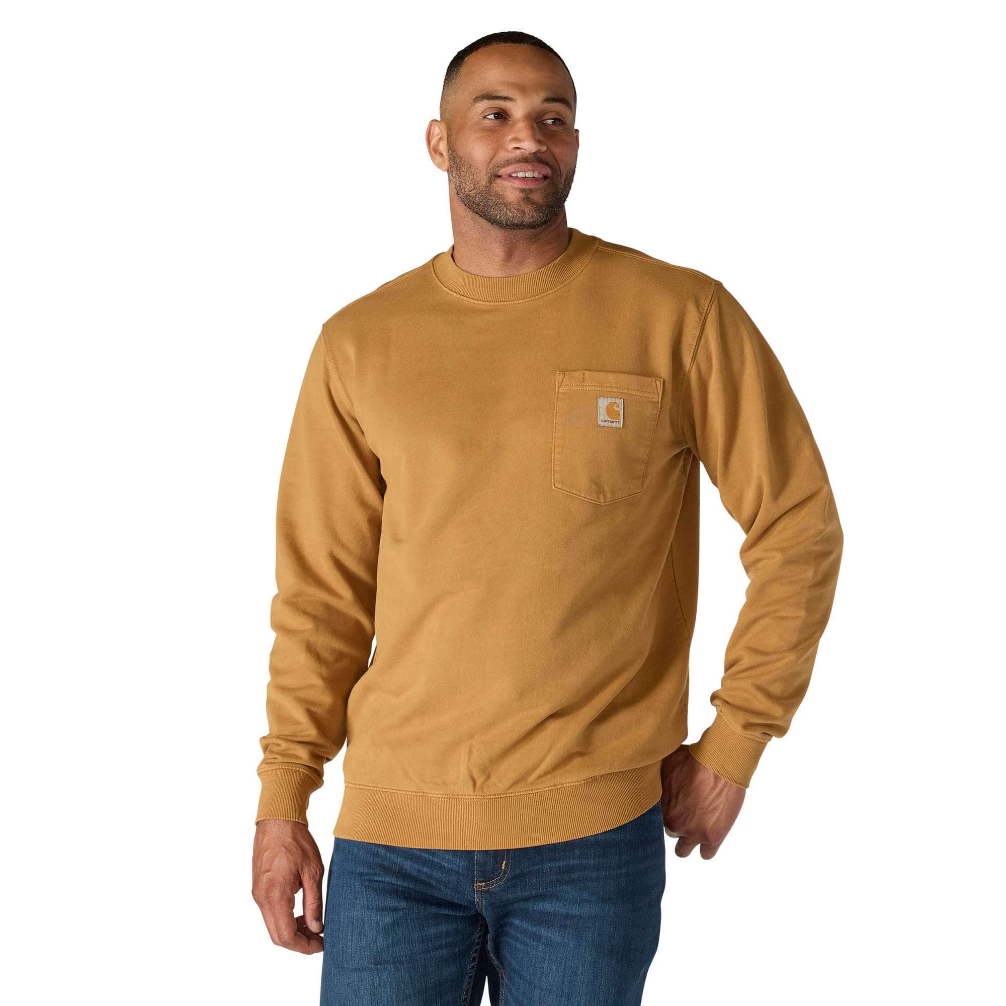 Relaxed Fit Midweight Garment Dye French Terry Crewneck Pocket Sweatshirt
