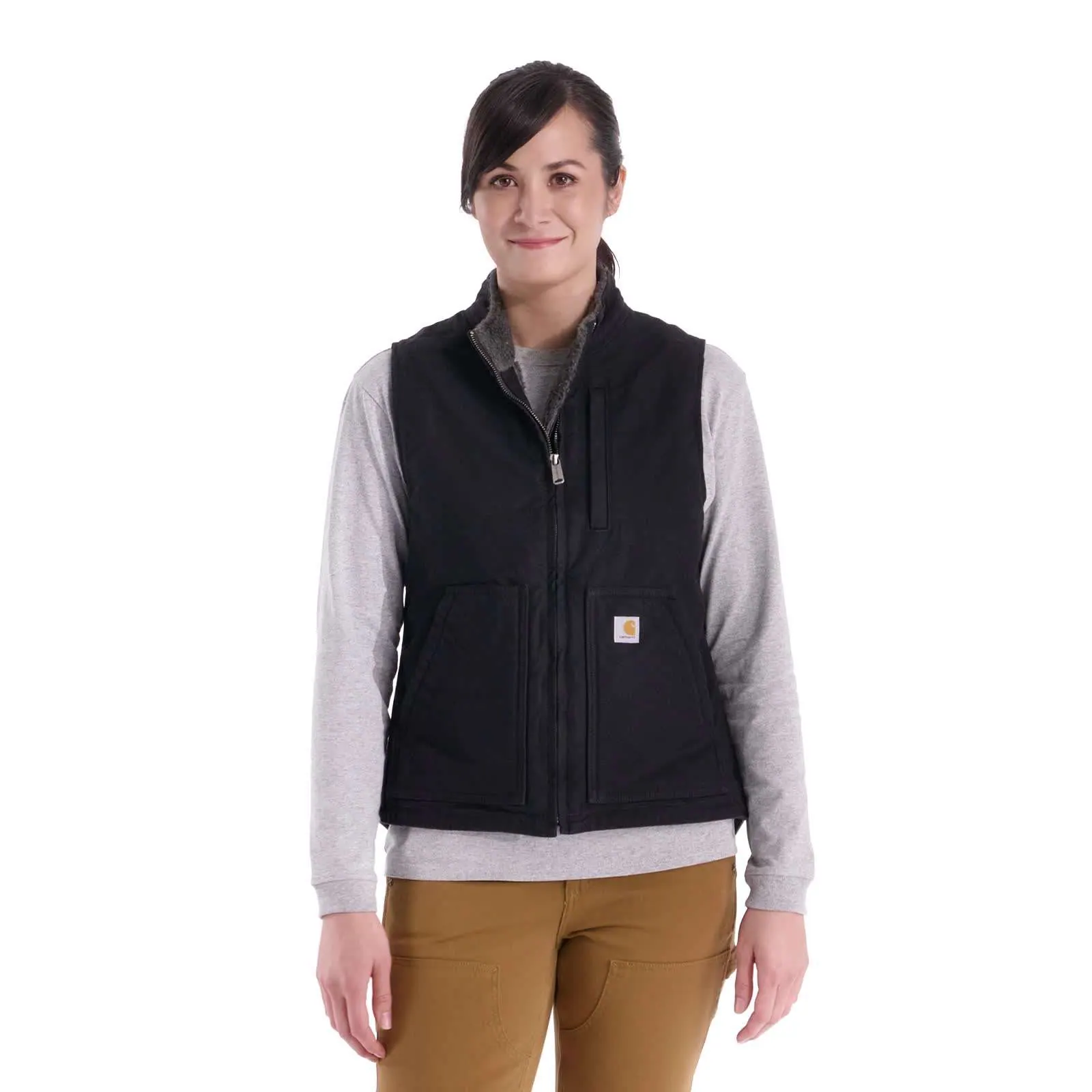 Women's Sherpa Lined Vest - Relaxed Fit - Washed Duck