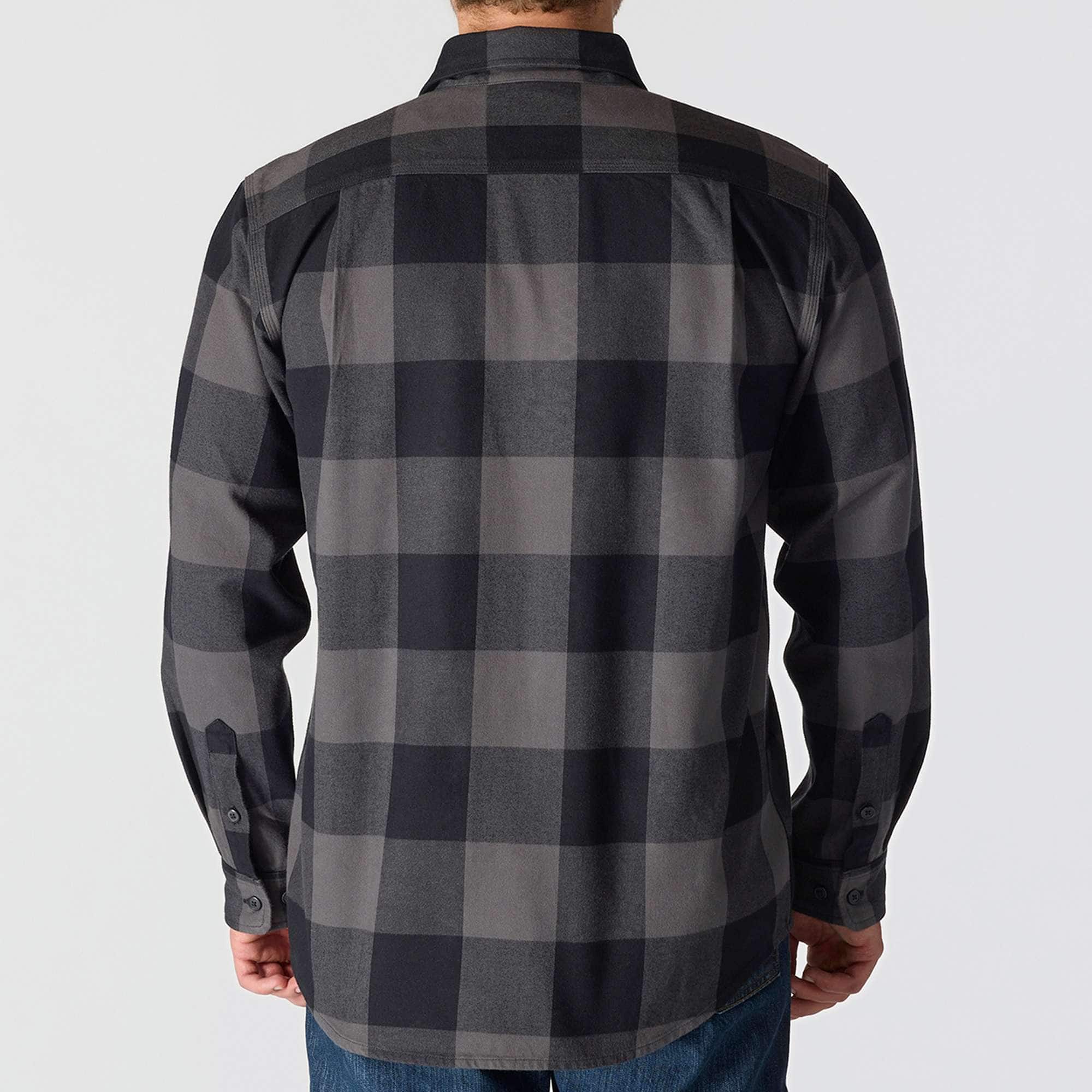 Loose Fit Heavyweight Flannel Long-Sleeve Plaid Shirt