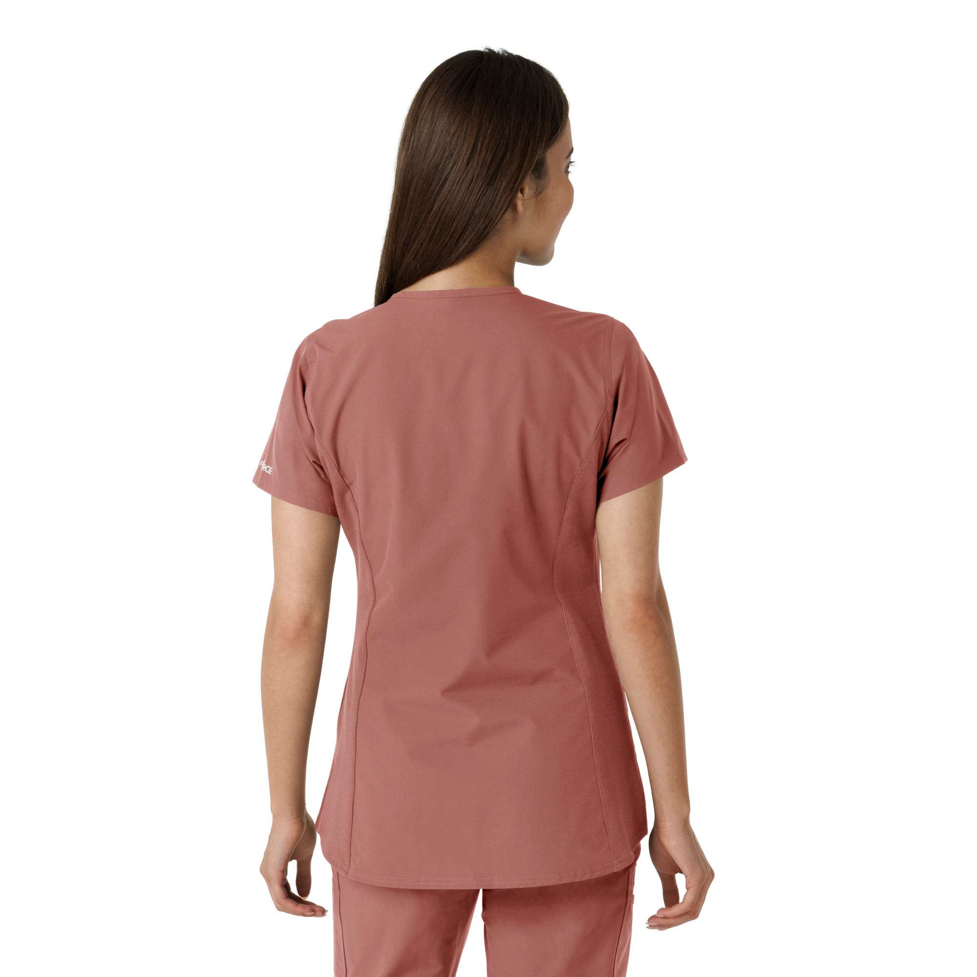 Women's Force Essentials Notch Neck Tunic Knit Panel Scrub Top