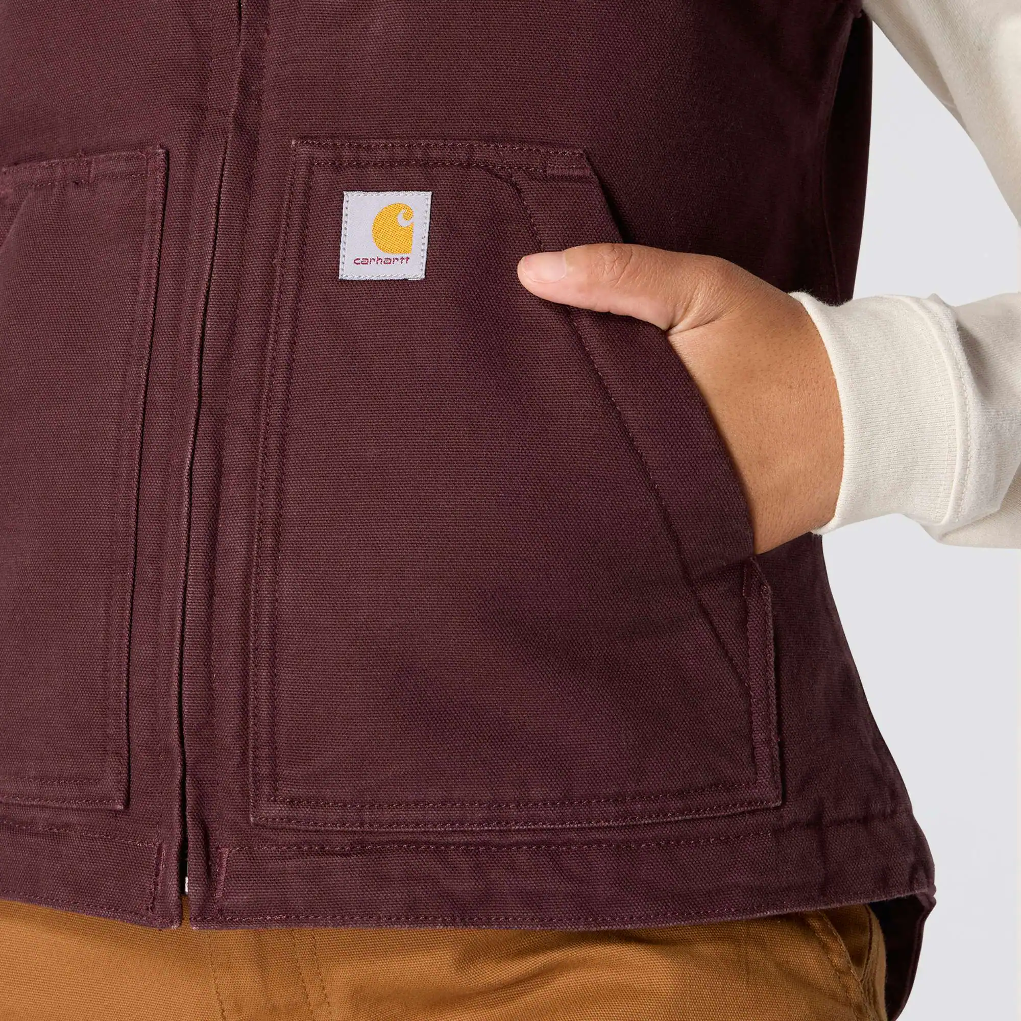 Women's Sherpa Lined Vest - Relaxed Fit - Washed Duck