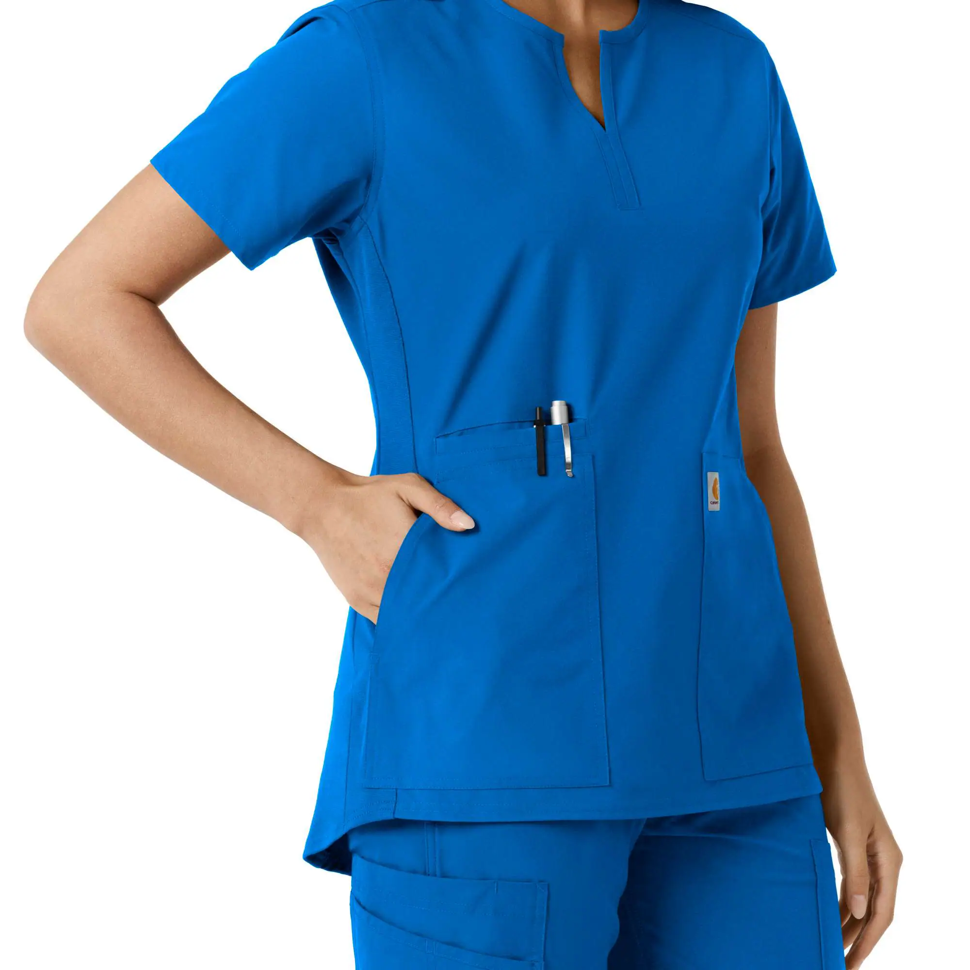 Women's Force Essentials Notch Neck Tunic Knit Panel Scrub Top