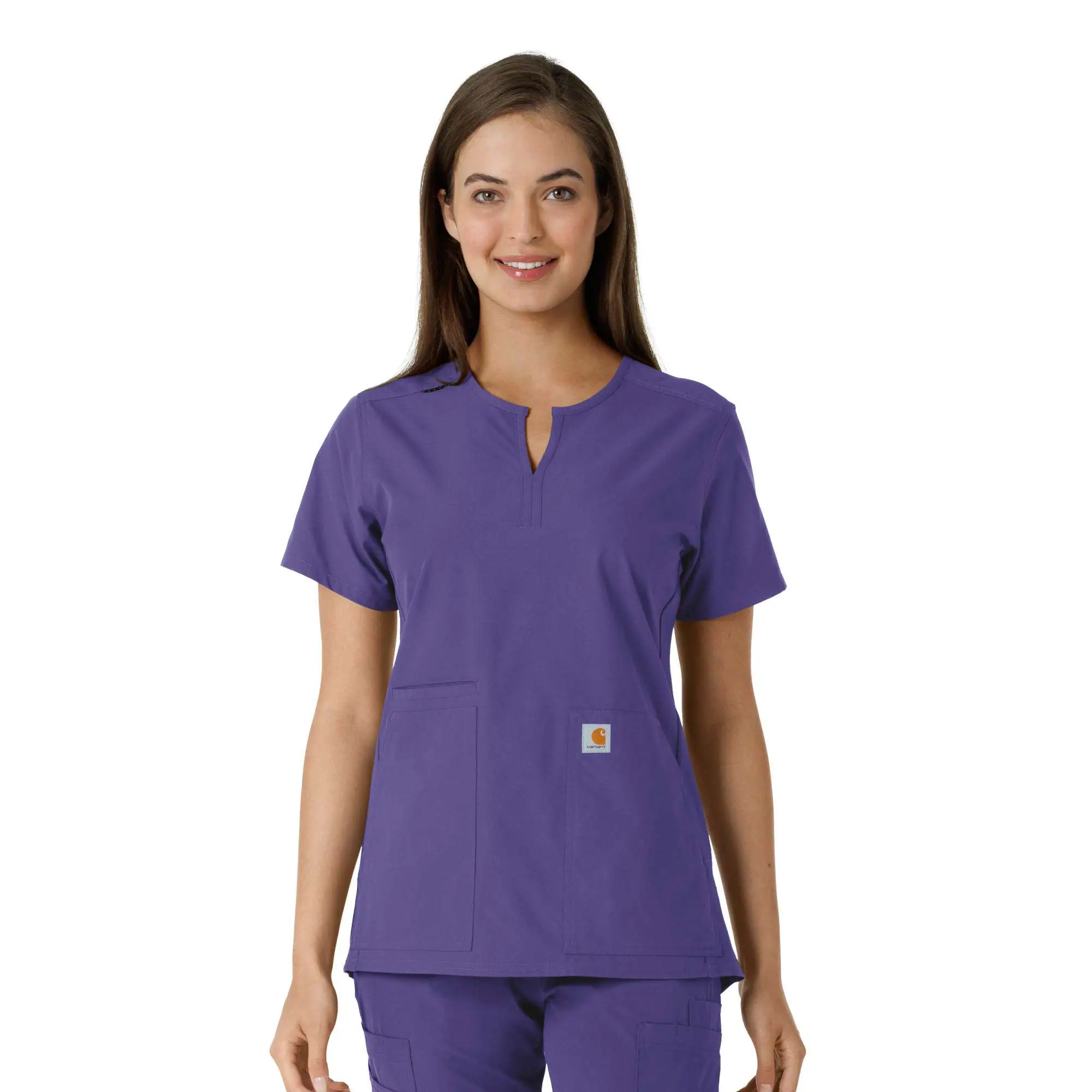 Women's Force Essentials Notch Neck Tunic Knit Panel Scrub Top