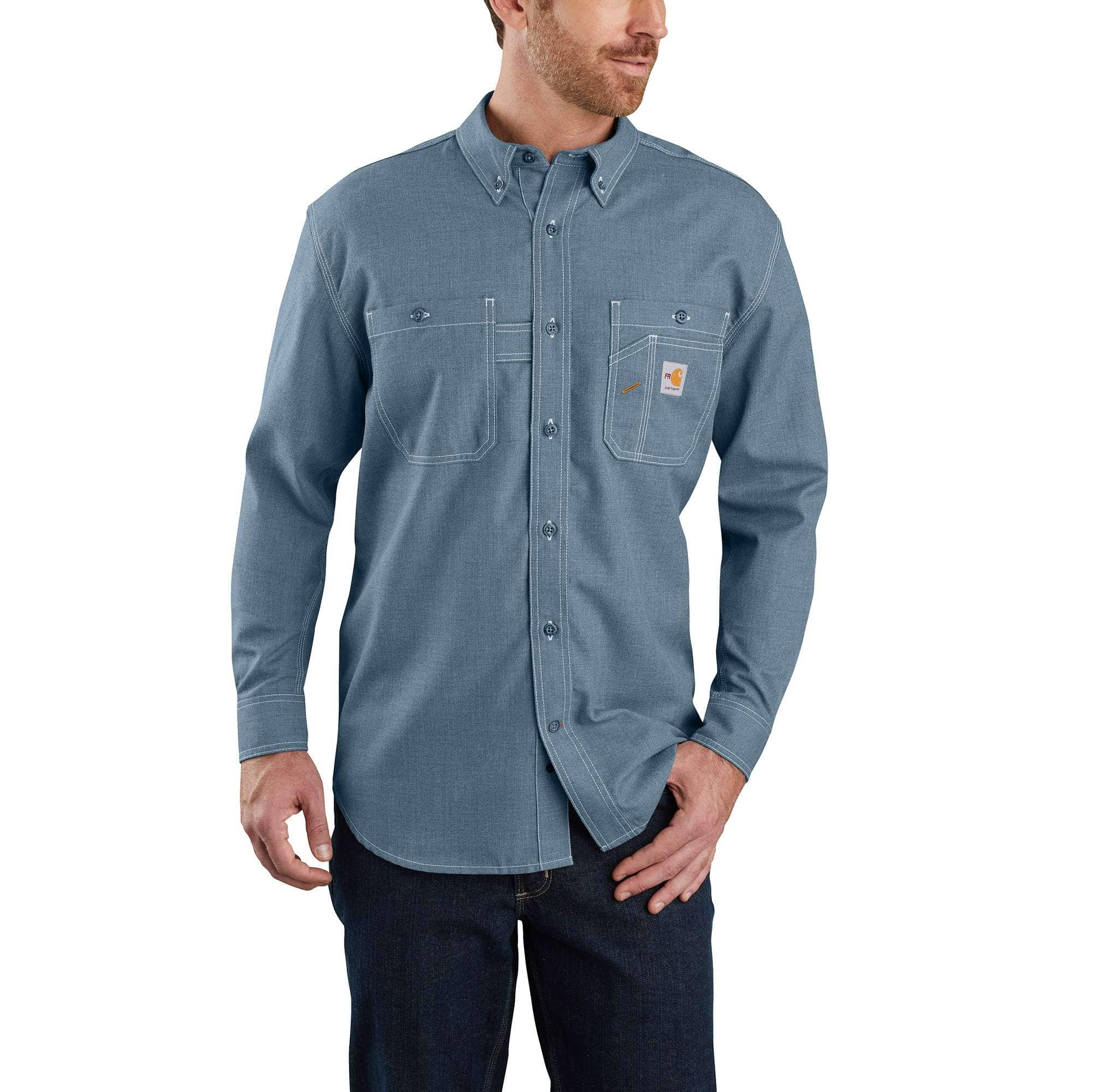 Flame-Resistant Carhartt Force® Loose Fit Lightweight Long-Sleeve Button-Front Shirt