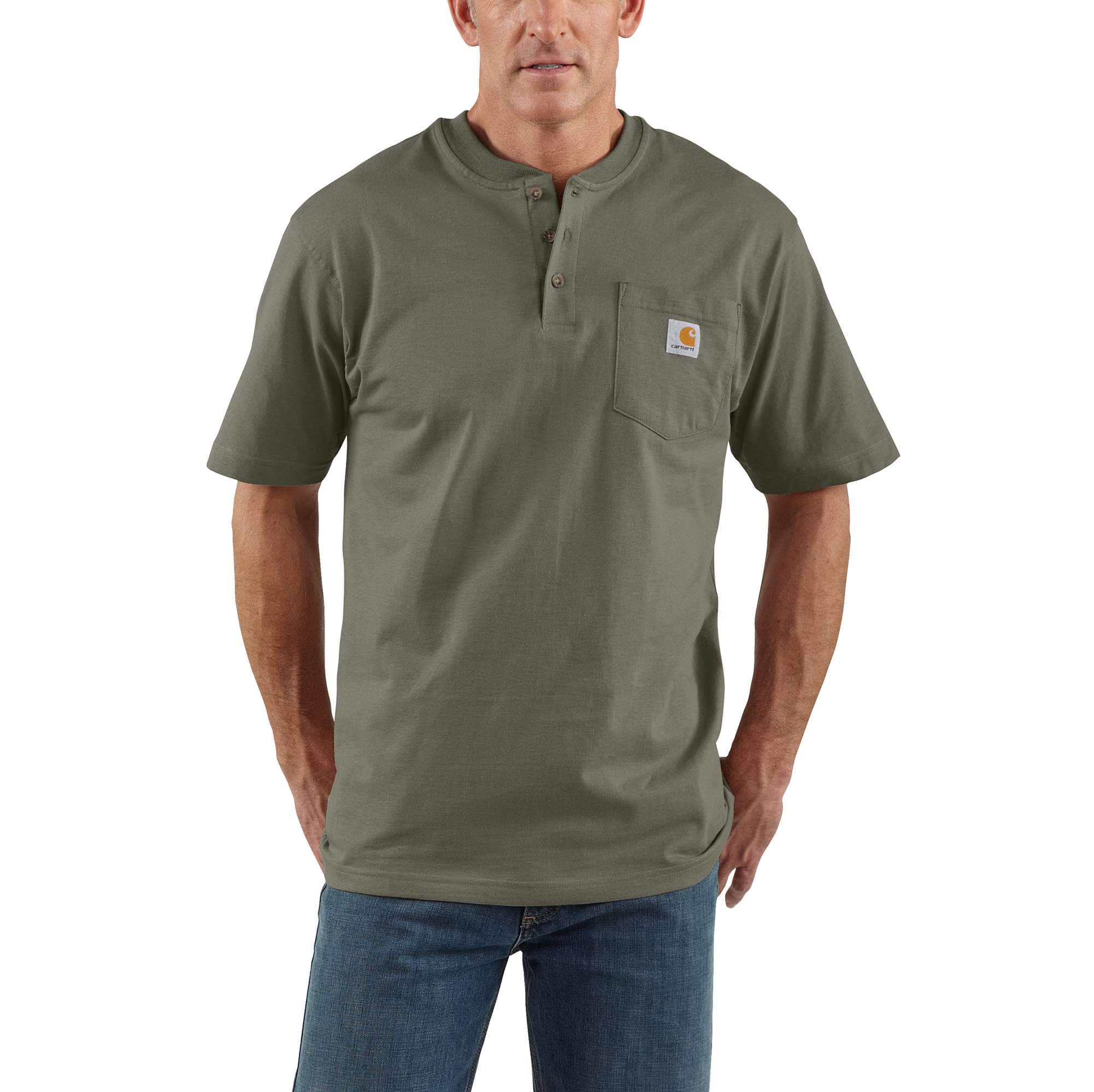 Loose Fit Heavyweight Short-Sleeve Pocket Henley T-Shirt