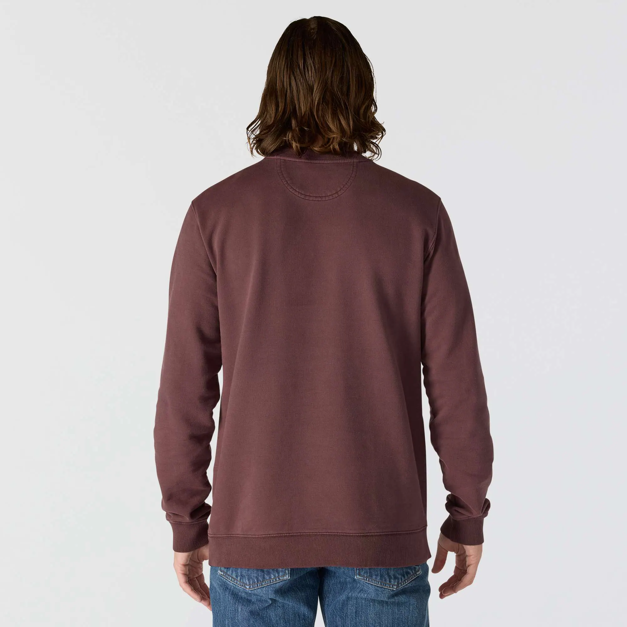 Relaxed Fit Midweight Garment Dye French Terry Crewneck Pocket Sweatshirt