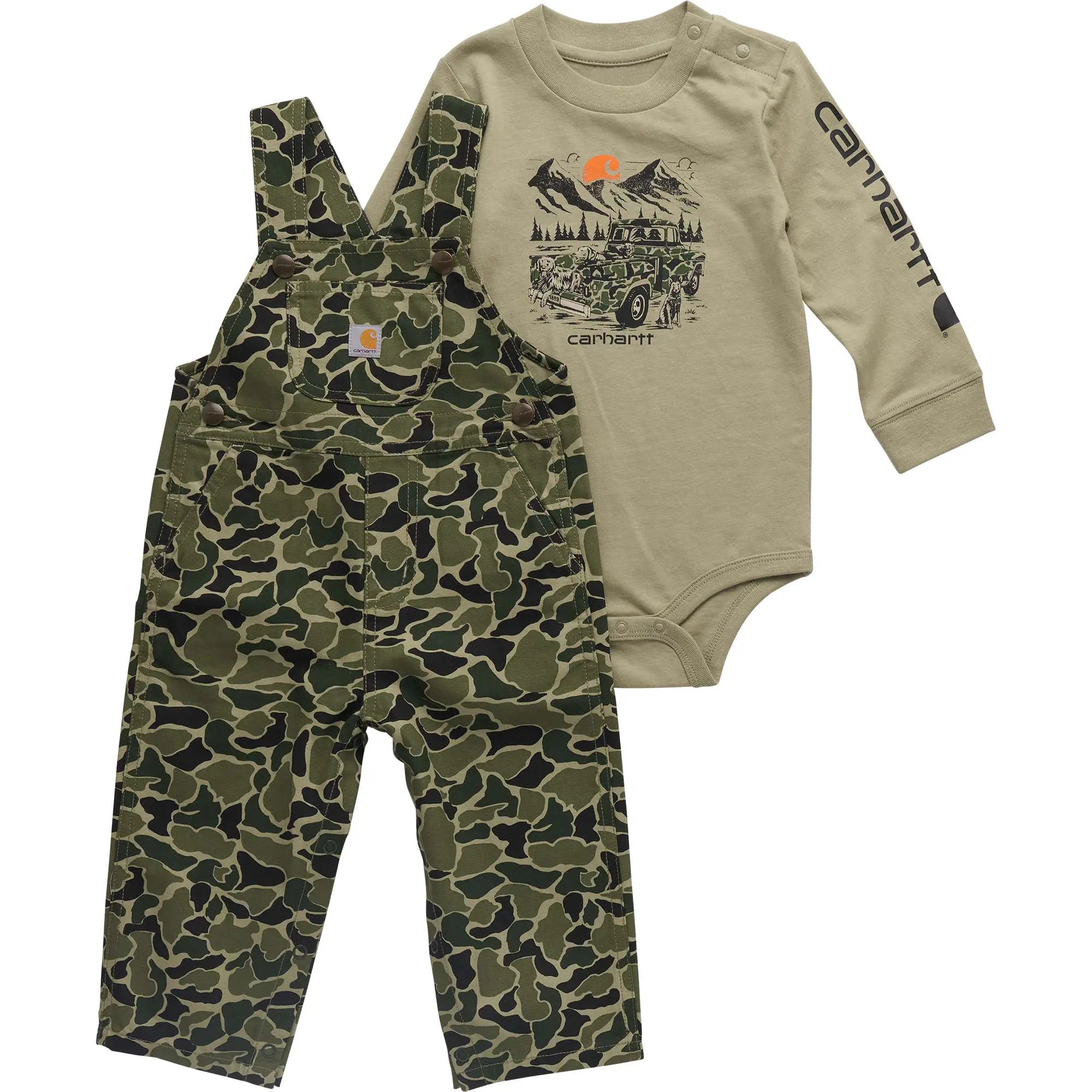 Boys' 2-Piece Long Sleeve Bodysuit & Canvas Overall Set (Baby)