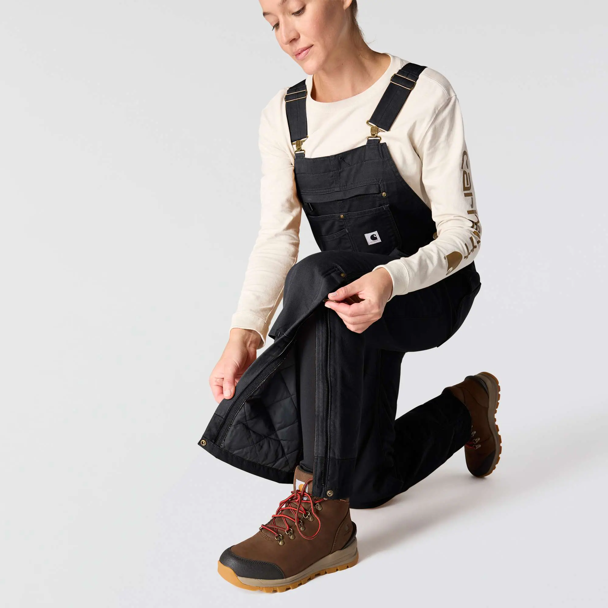 Women's Insulated Bibs - Relaxed Fit - Washed Duck - 3 Warmest Rating