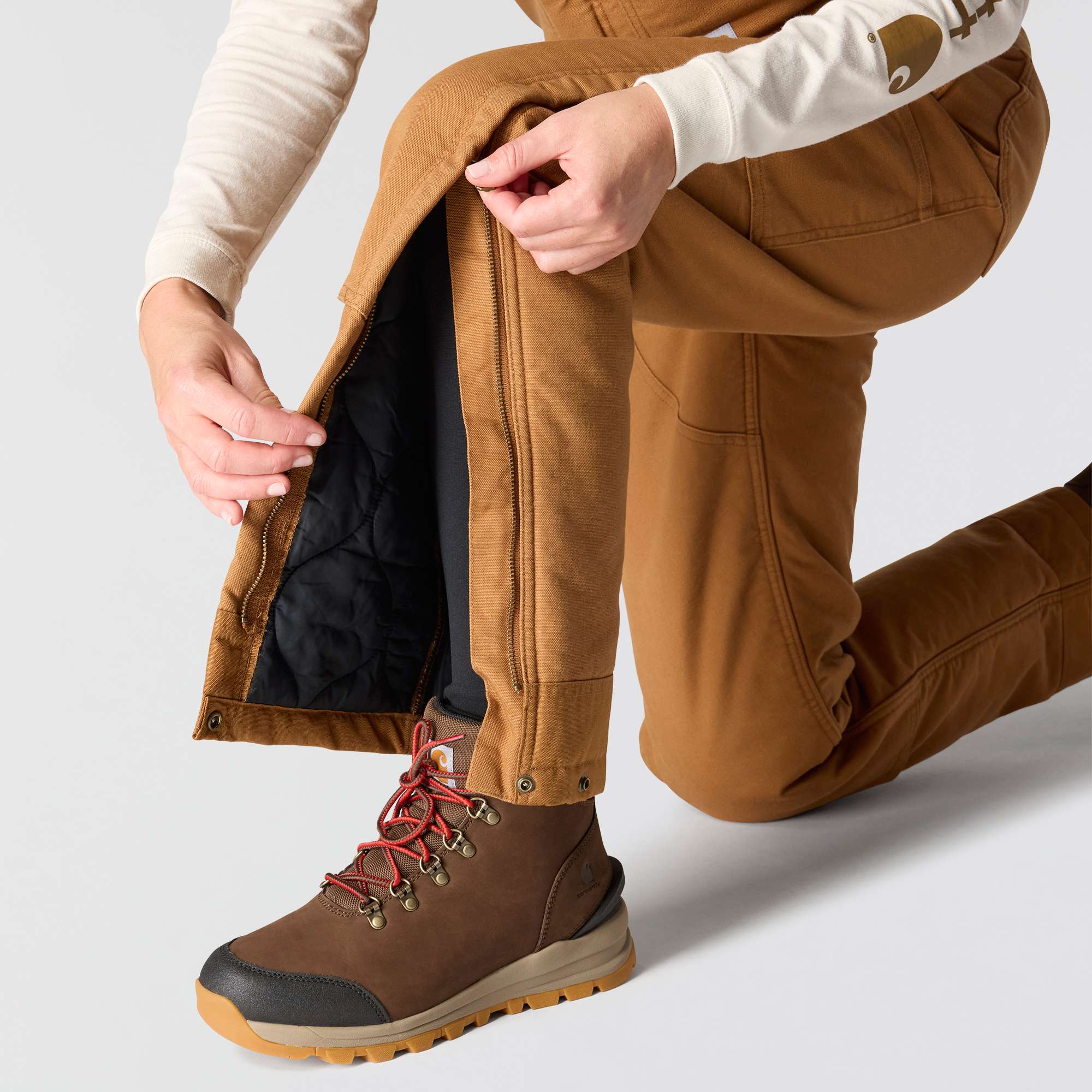 Women's Insulated Bib Overalls - Loose Fit - Washed Duck - 4 Extreme Warmth