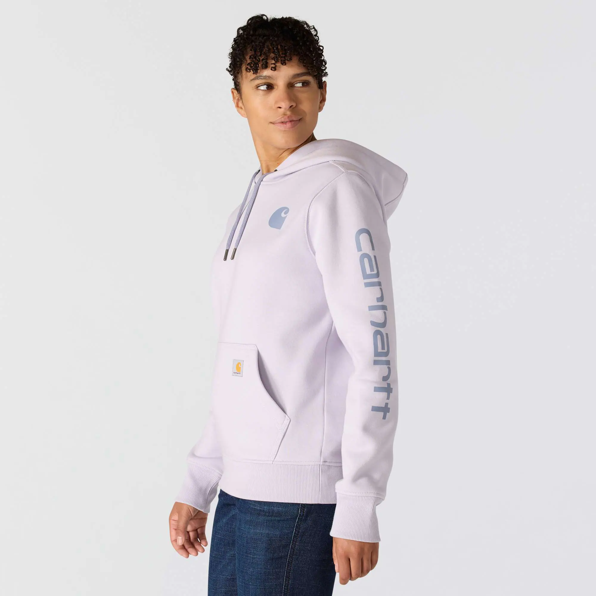 Women's Relaxed Fit Midweight Logo Sleeve Graphic Hoodie