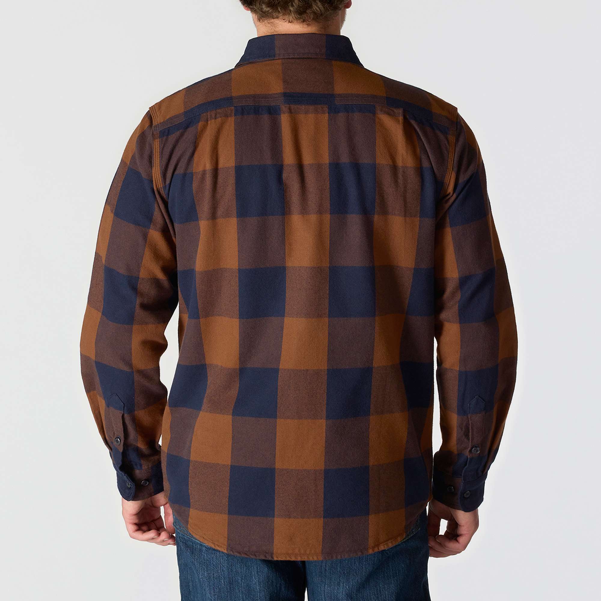 Loose Fit Heavyweight Flannel Long-Sleeve Plaid Shirt