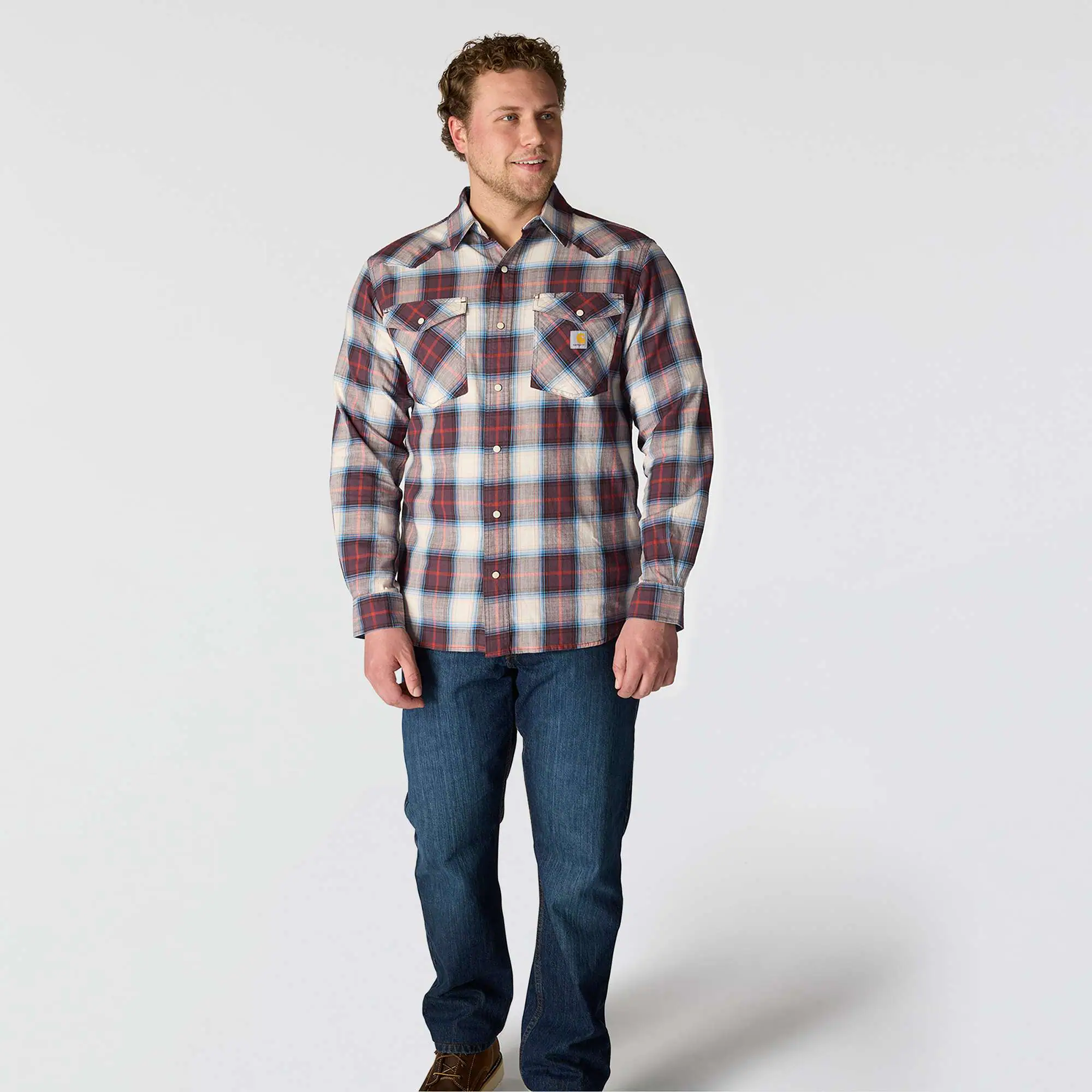 Montana Rugged Flex™ Relaxed Fit Lightweight Long-Sleeve Snap-Front Plaid Shirt