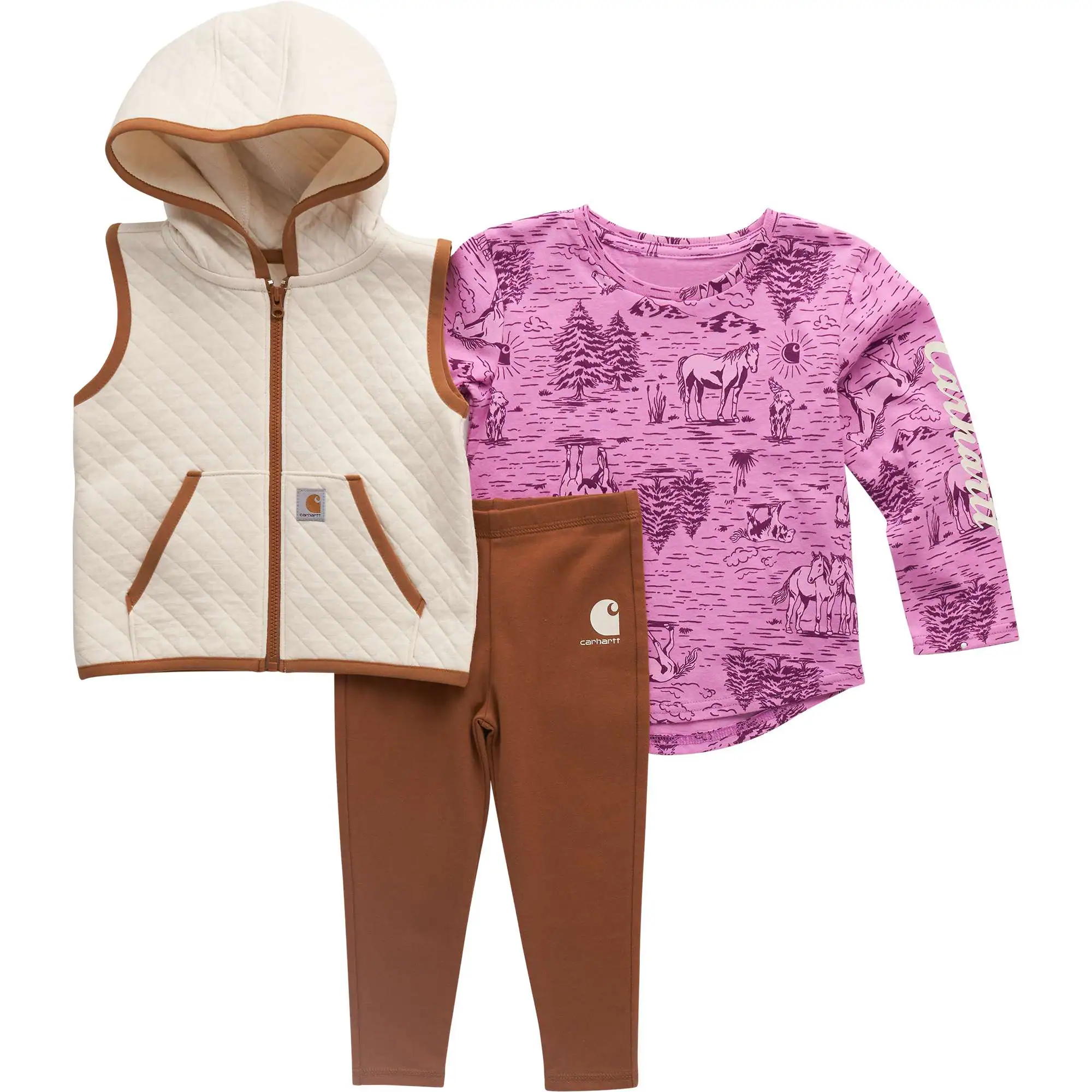 Girls' 3-Piece Vest, Printed T-shirt & Legging set (Baby)