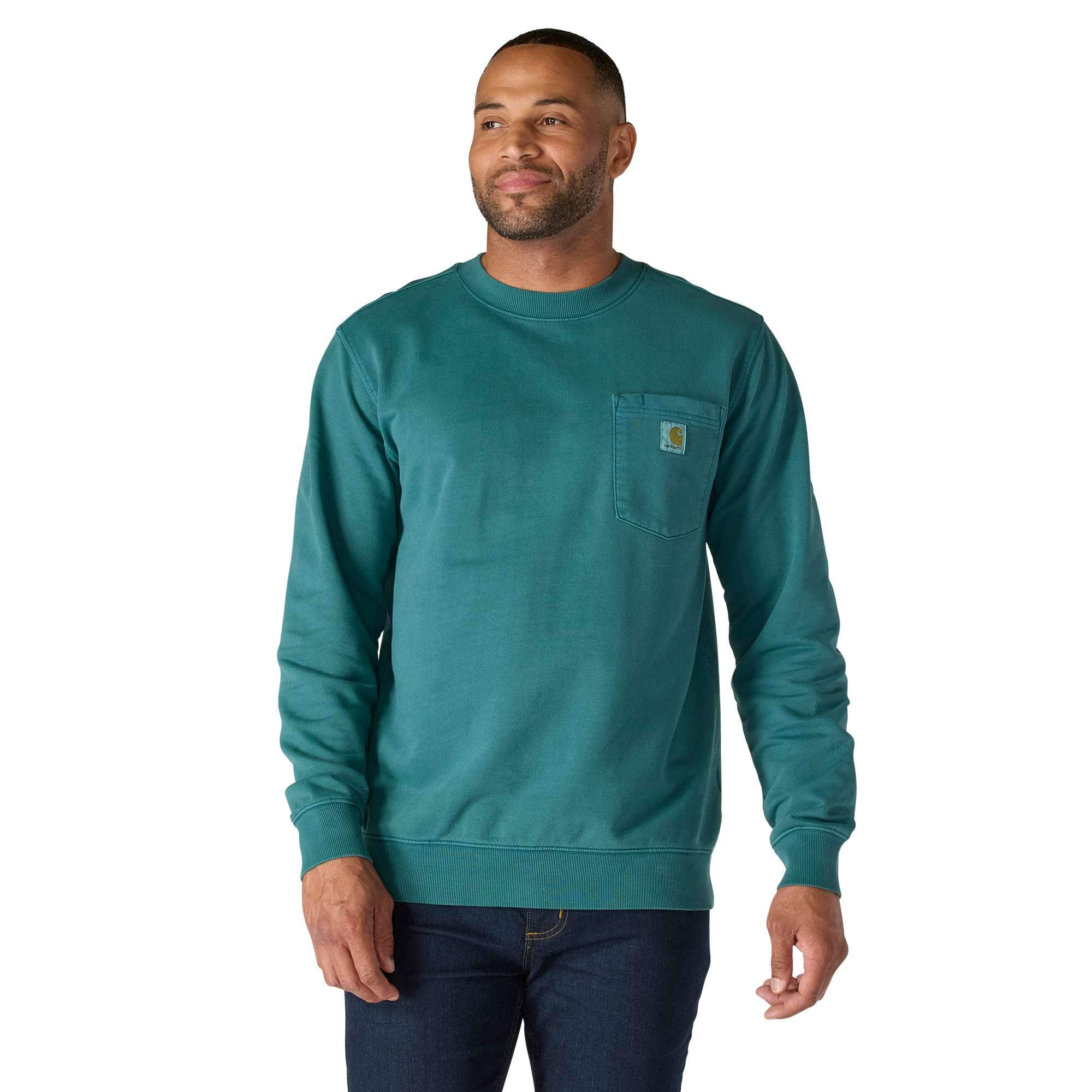 Relaxed Fit Midweight Garment Dye French Terry Crewneck Pocket Sweatshirt