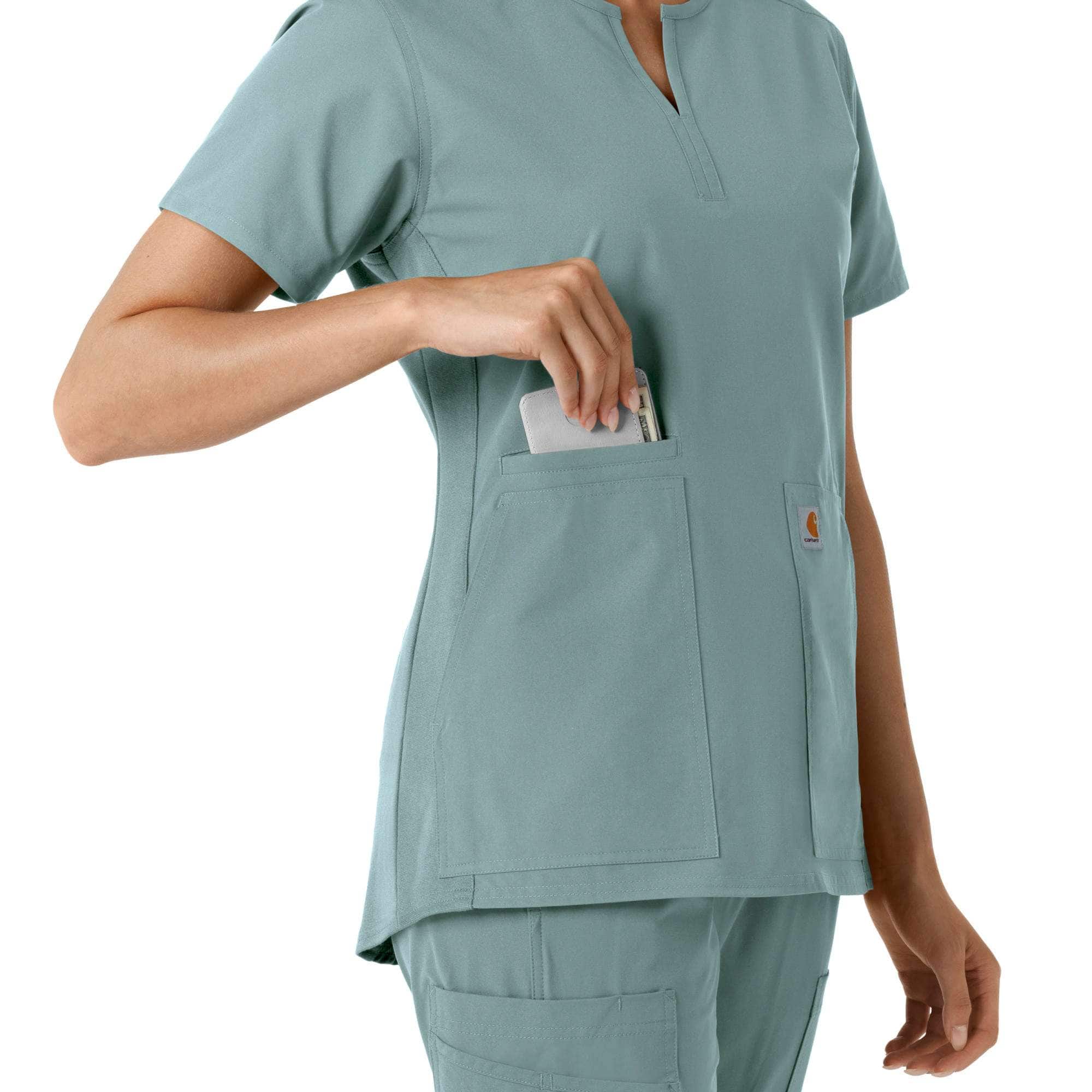 Women's Force Essentials Notch Neck Tunic Knit Panel Scrub Top