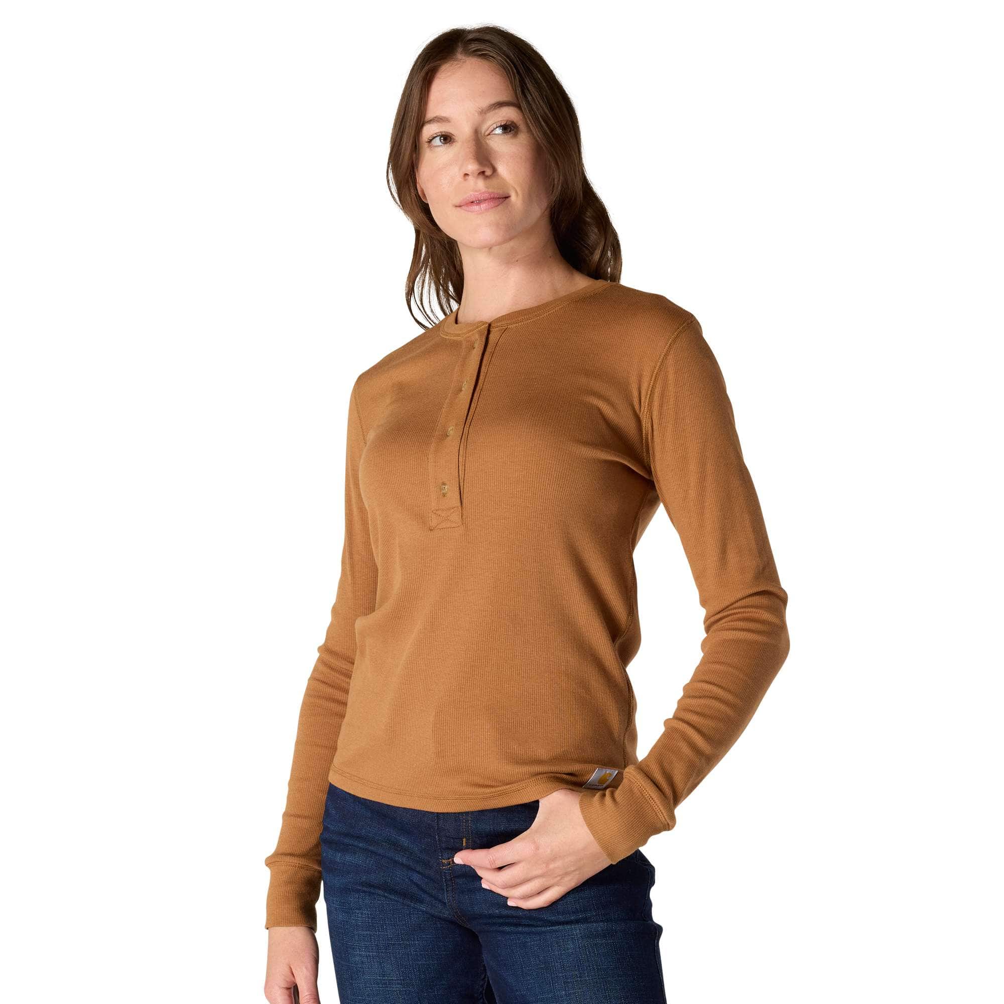 Women's TENCEL™ Fiber Series Relaxed Fit Long-Sleeve Ribbed Henley Shirt