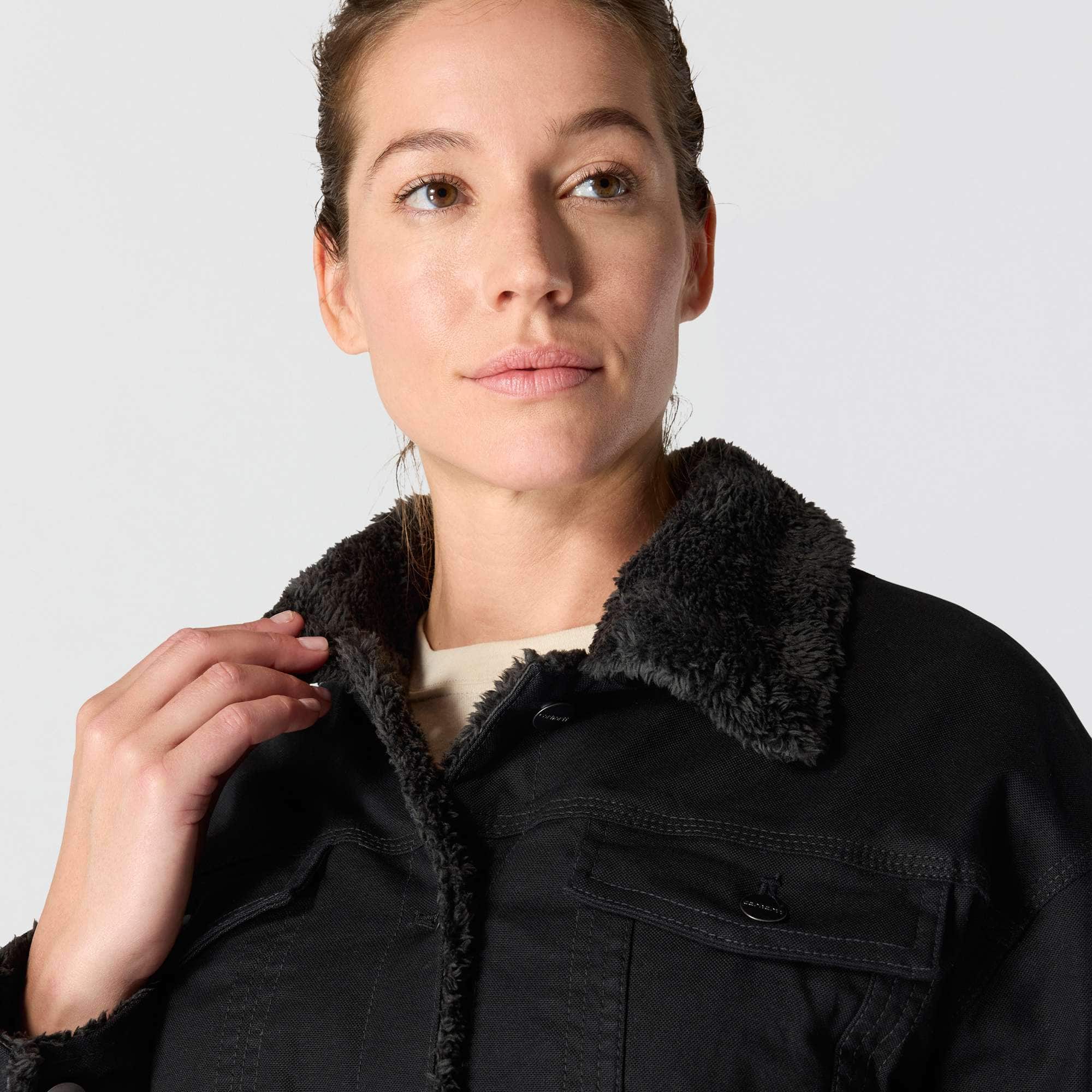 Women's Rugged Flex® Loose Fit Canvas Sherpa-Lined Jacket - 2 Warmer Rating