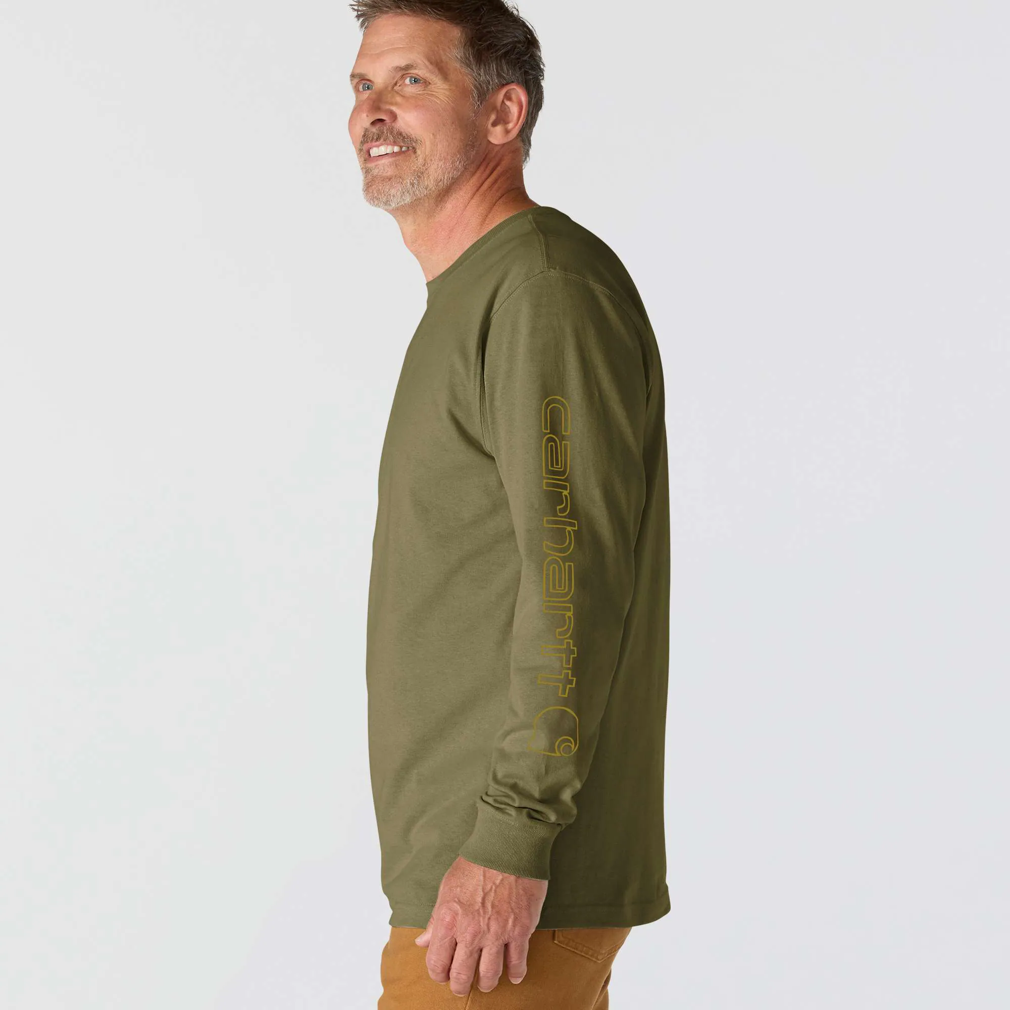 Loose Fit Heavyweight Long-Sleeve Logo Sleeve Graphic T-Shirt